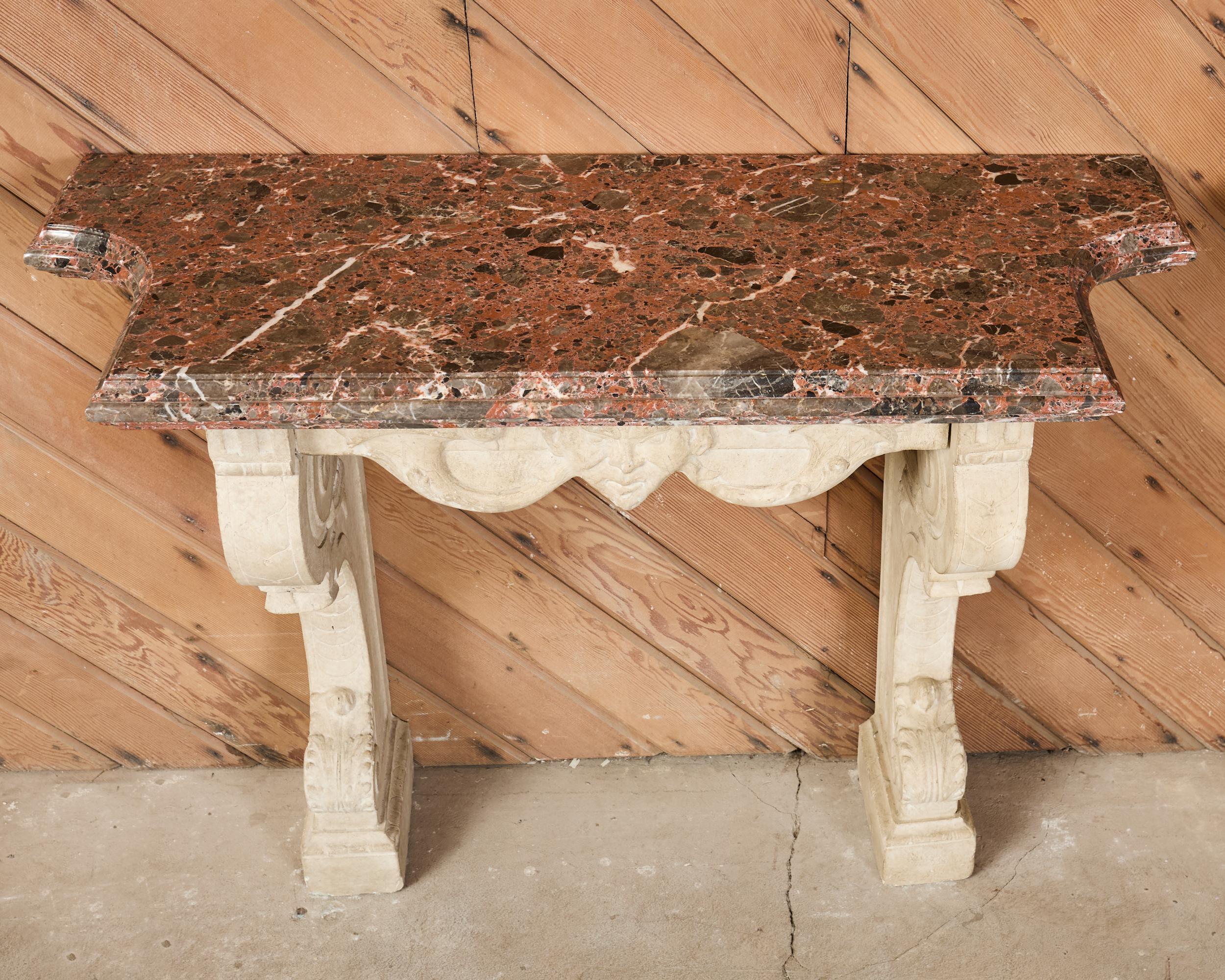 XXIe siècle et contemporain Pair of Dennis and Leen Hadrian Stone Marble Top Wall Consoles en vente