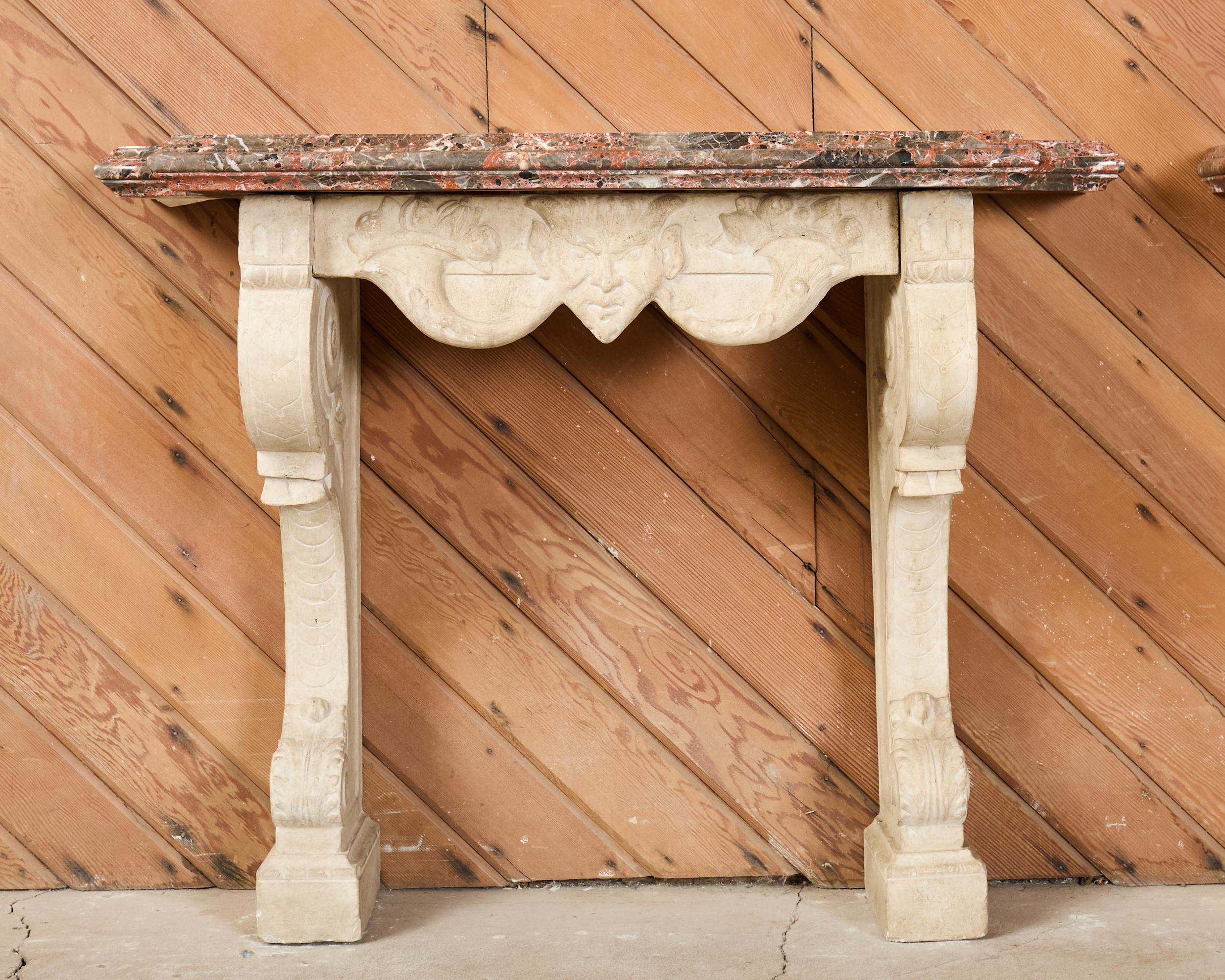 Pierre Pair of Dennis and Leen Hadrian Stone Marble Top Wall Consoles en vente