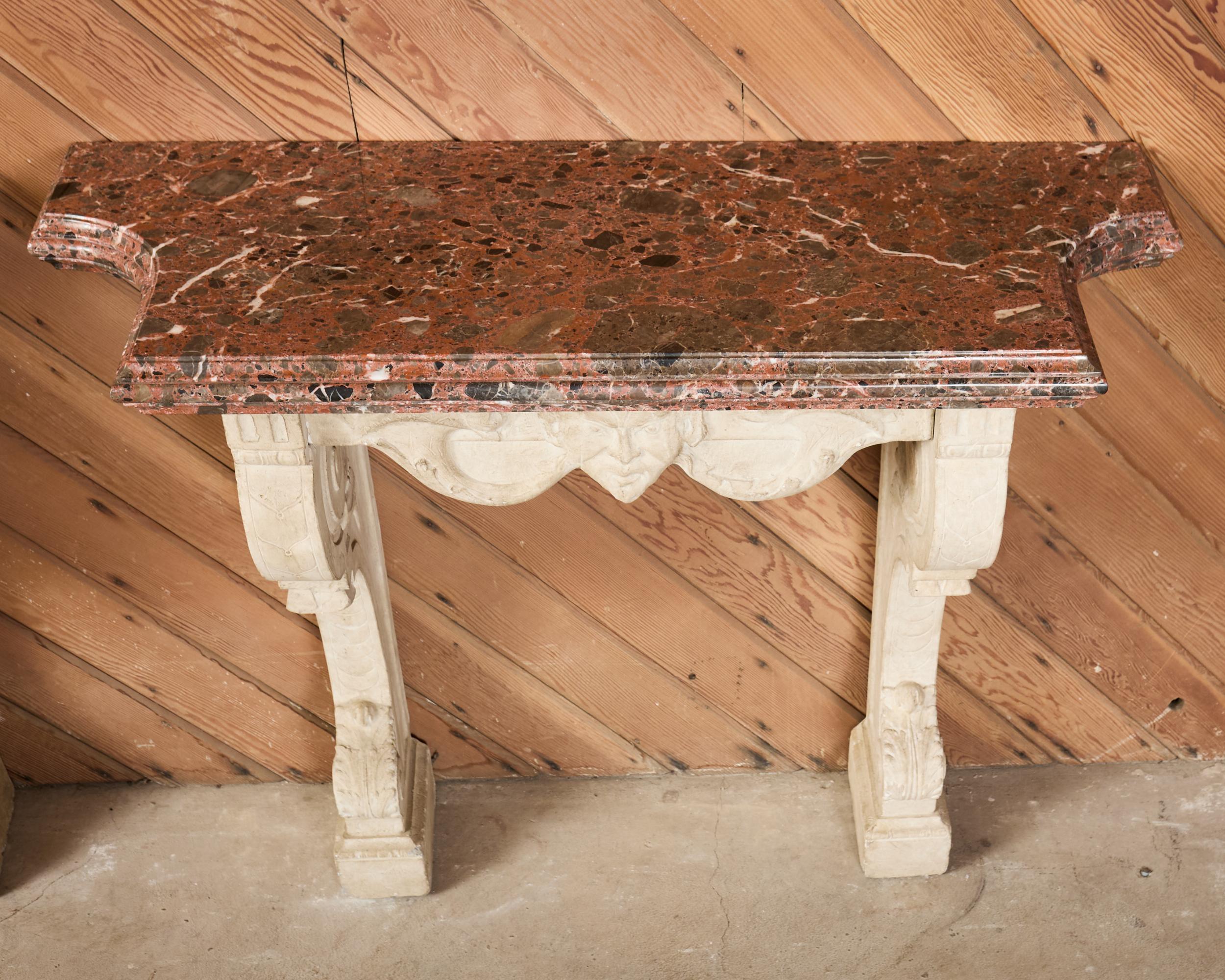 Pair of Dennis and Leen Hadrian Stone Marble Top Wall Consoles en vente 1
