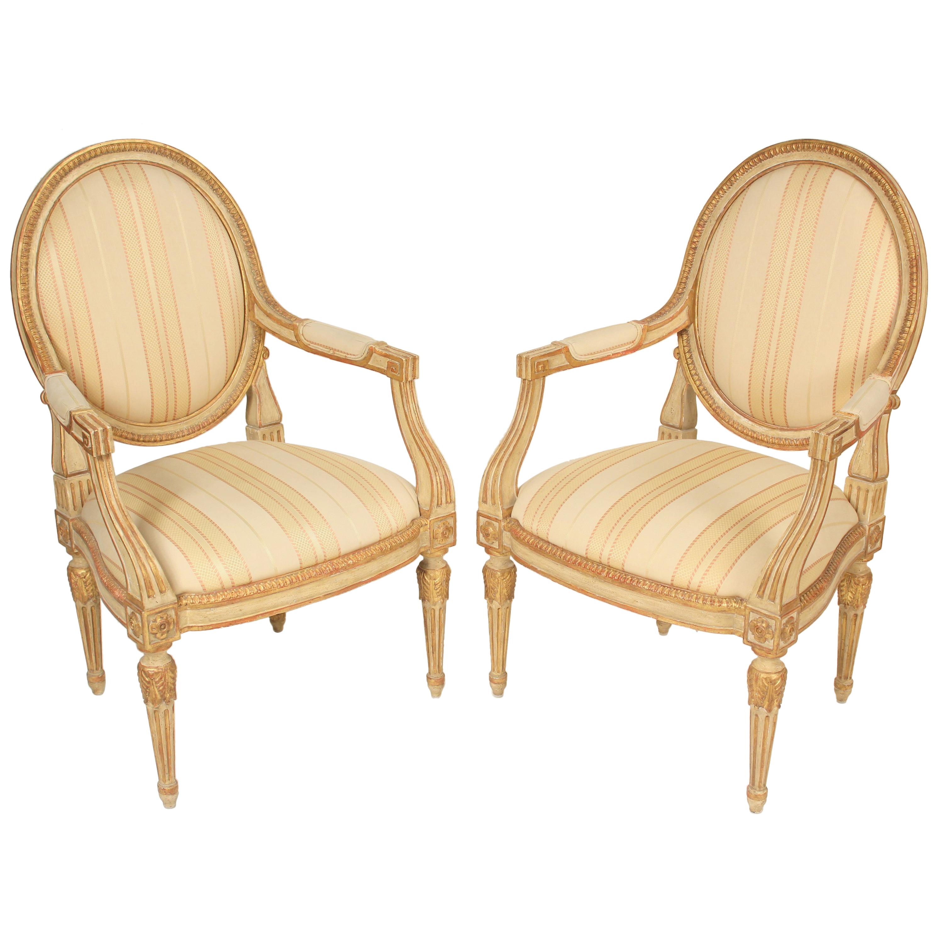 Pair of Dennis and Leen Louis XVI Style Armchairs