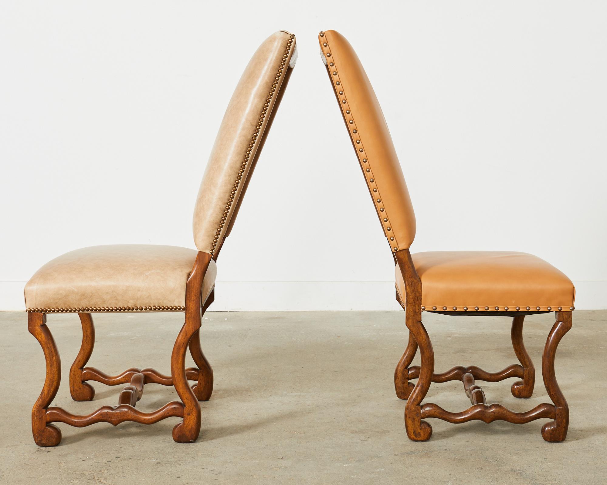 Contemporary Pair of Dennis & Leen Louis XIV Os de Mouton Hall Chairs For Sale