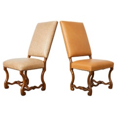 Antique Pair of Dennis & Leen Louis XIV Os de Mouton Hall Chairs