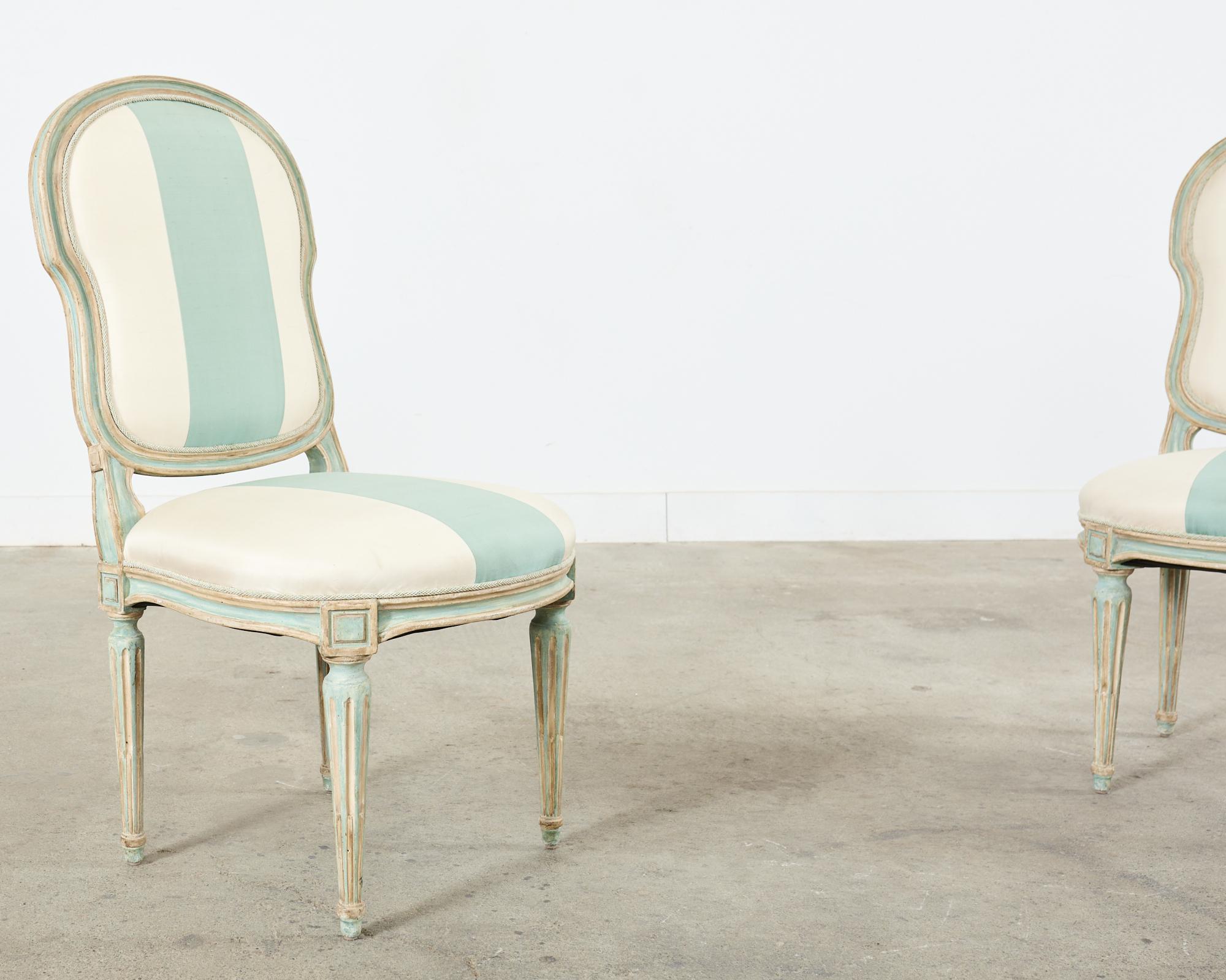 Pair of Dennis & Leen Louis XVI Style Painted Dining Chairs  For Sale 11