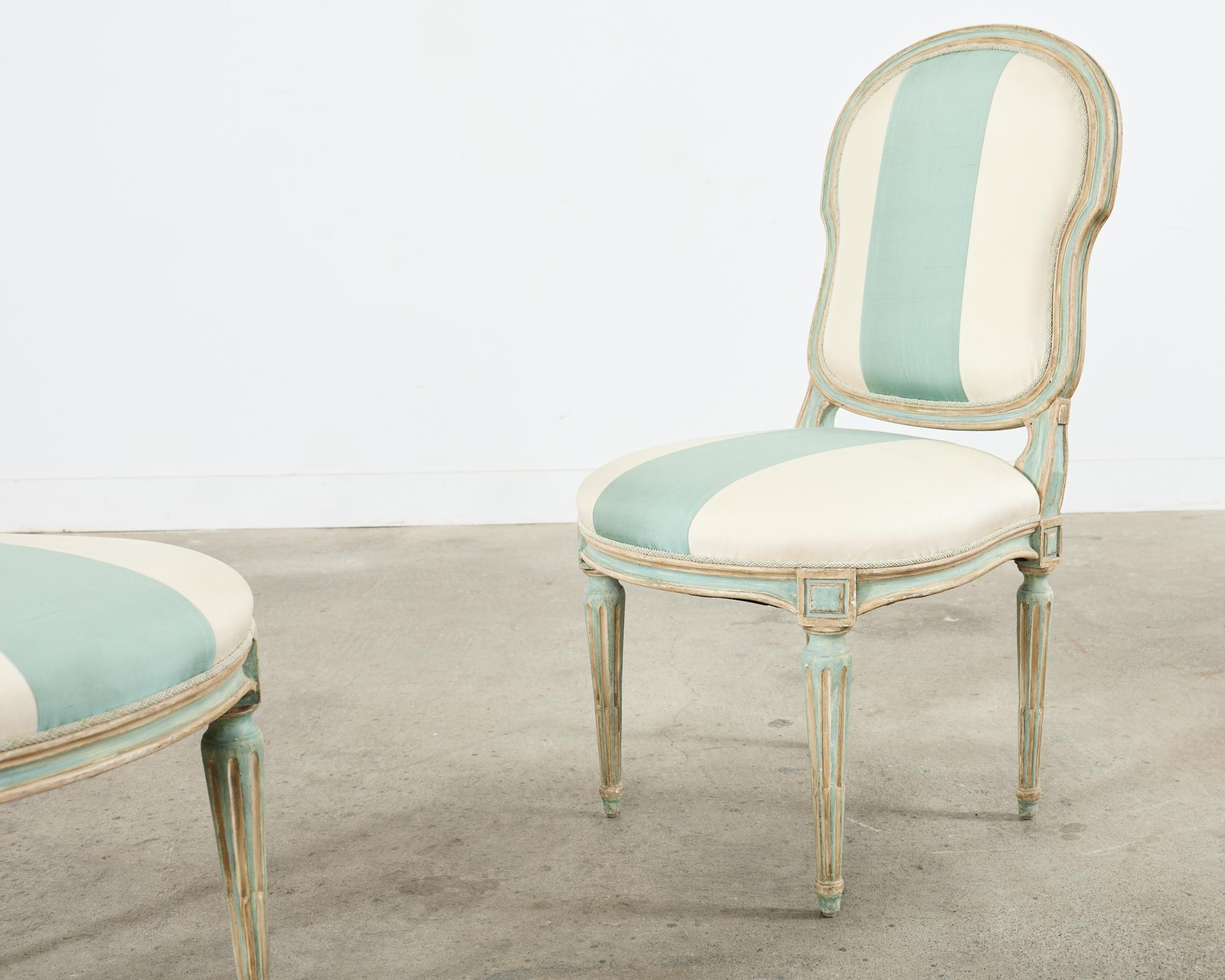 Pair of Dennis & Leen Louis XVI Style Painted Dining Chairs  For Sale 12