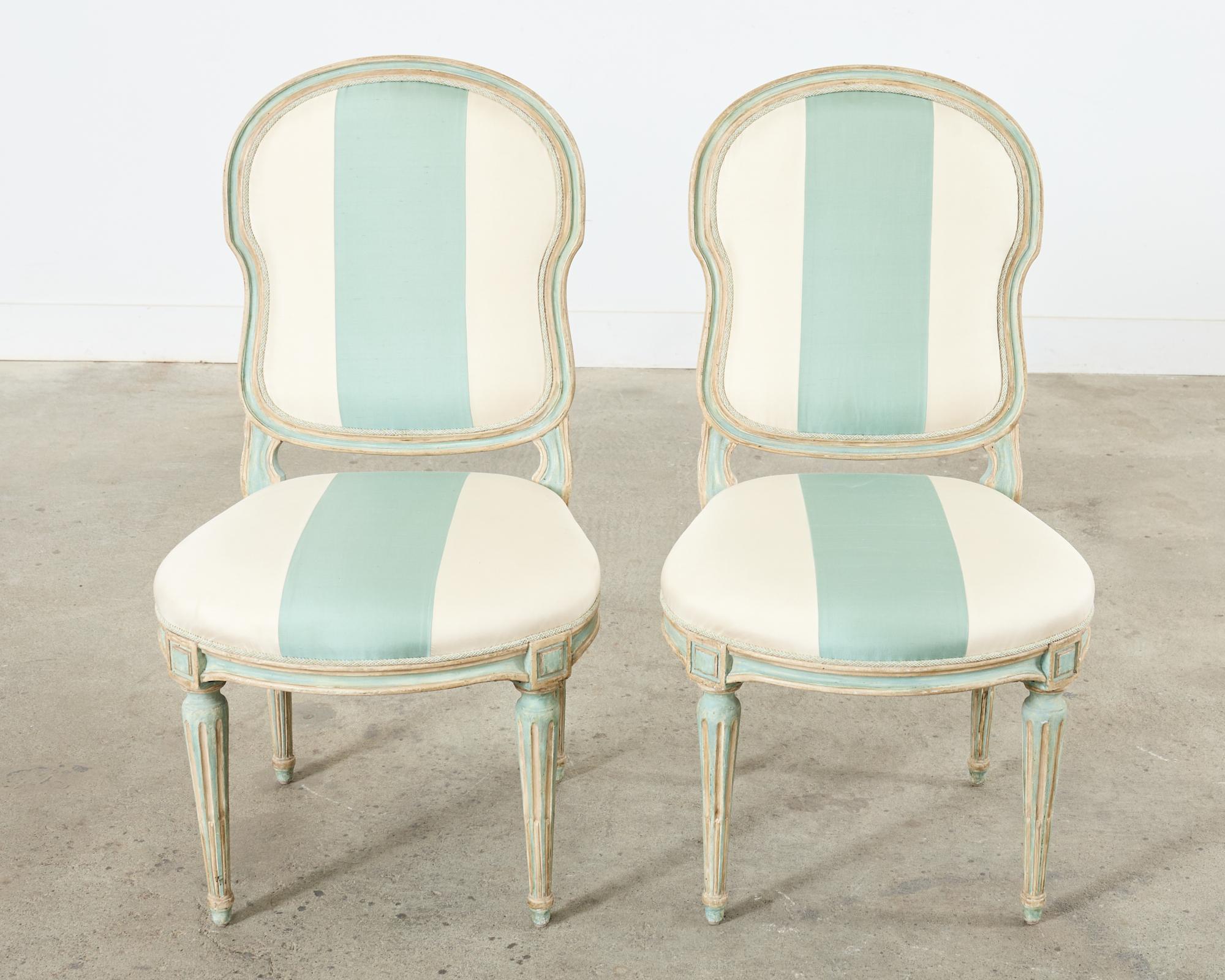 Pair of Dennis & Leen Louis XVI Style Painted Dining Chairs  In Good Condition For Sale In Rio Vista, CA