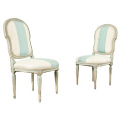 Vintage Pair of Dennis & Leen Louis XVI Style Painted Dining Chairs 