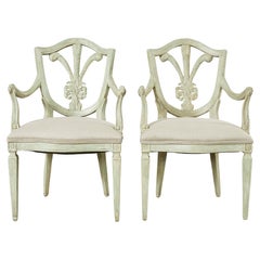Pair of Dennis & Leen Painted Brandelli Dining Armchairs