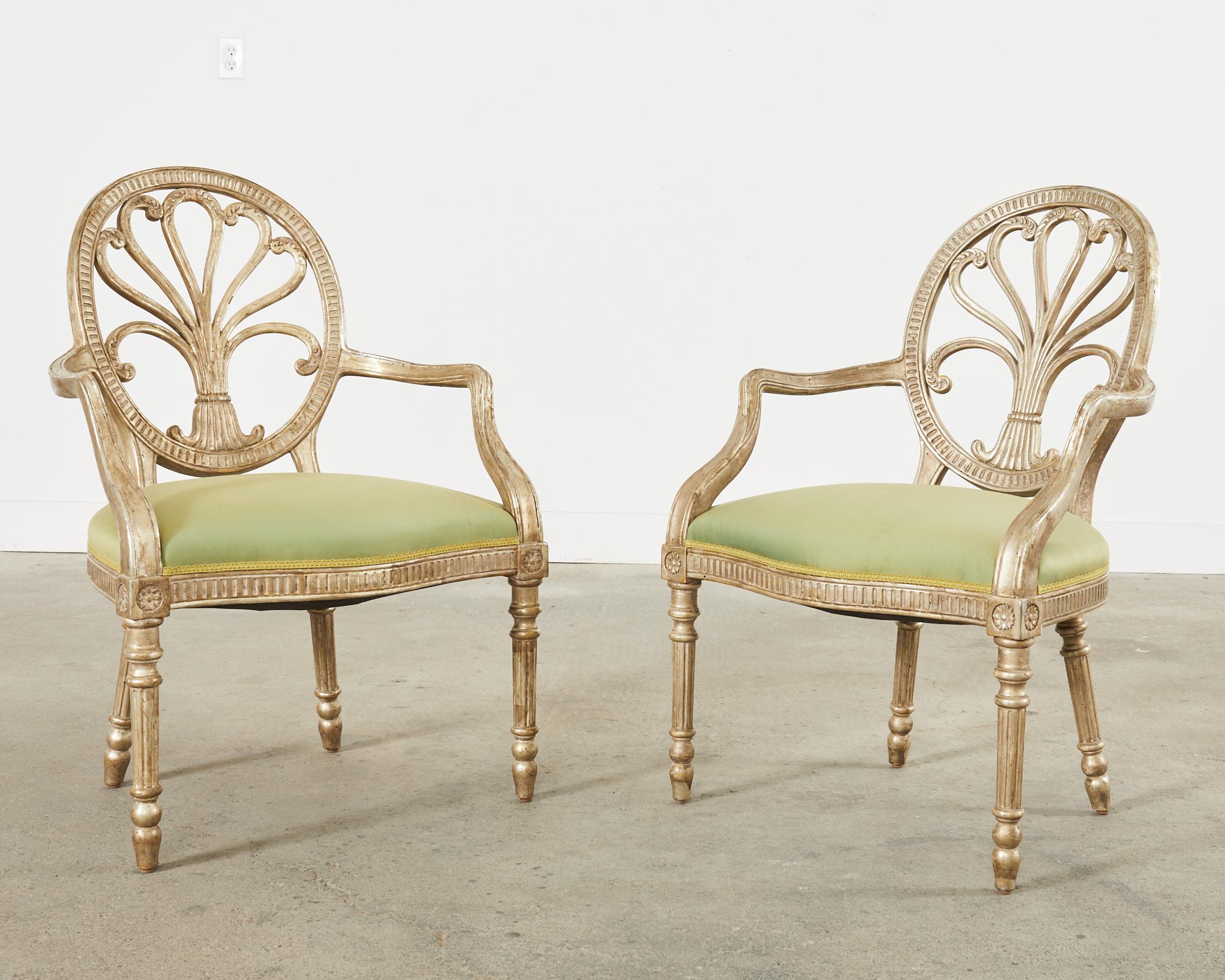Pair of Dennis & Leen Silver Gilt Louis XVI Style Armchairs  In Good Condition In Rio Vista, CA