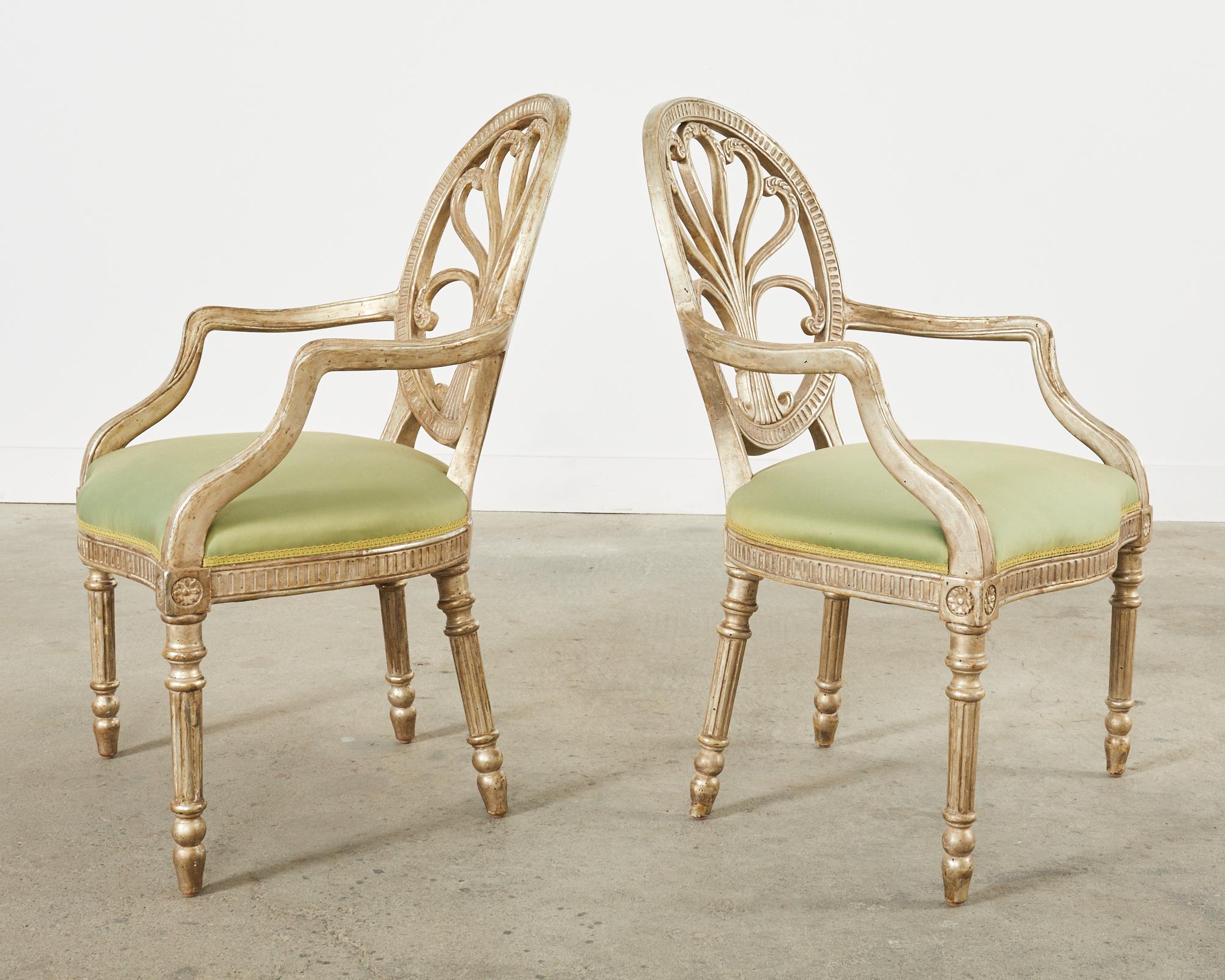 Contemporary Pair of Dennis & Leen Silver Gilt Louis XVI Style Armchairs 