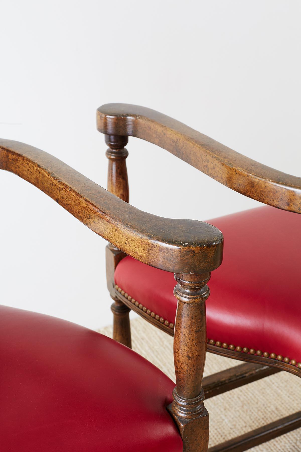 Pair of Dennis Leen Walnut and Leather Bar Stools 9