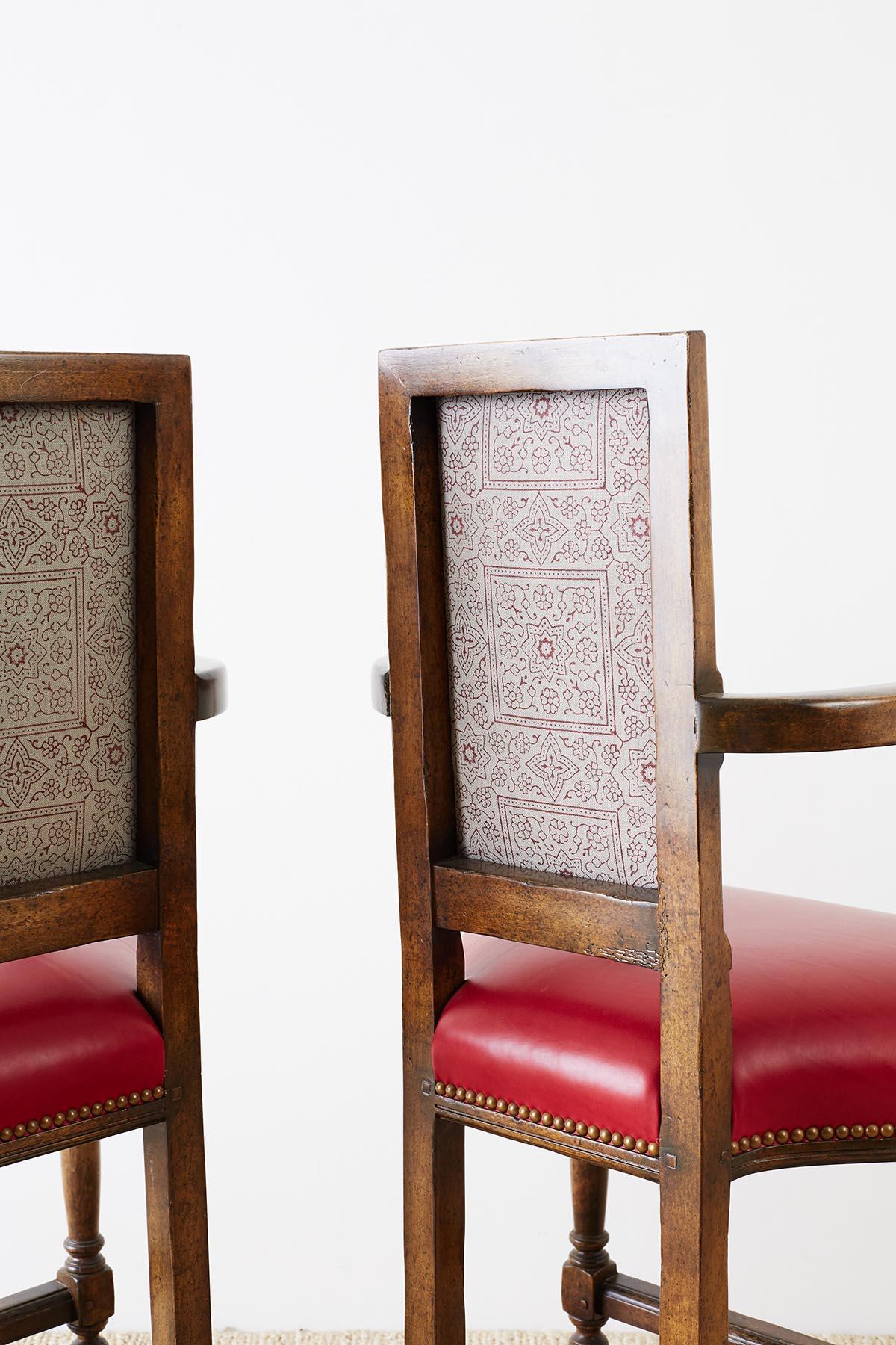 Pair of Dennis Leen Walnut and Leather Bar Stools In Good Condition In Rio Vista, CA