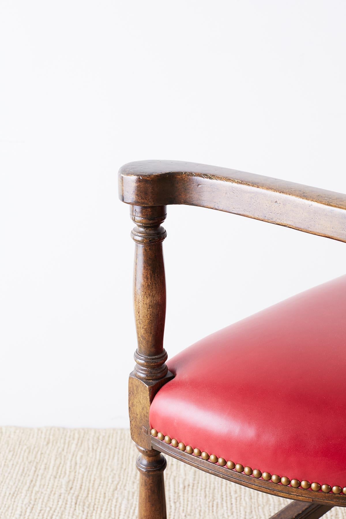 20th Century Pair of Dennis Leen Walnut and Leather Bar Stools
