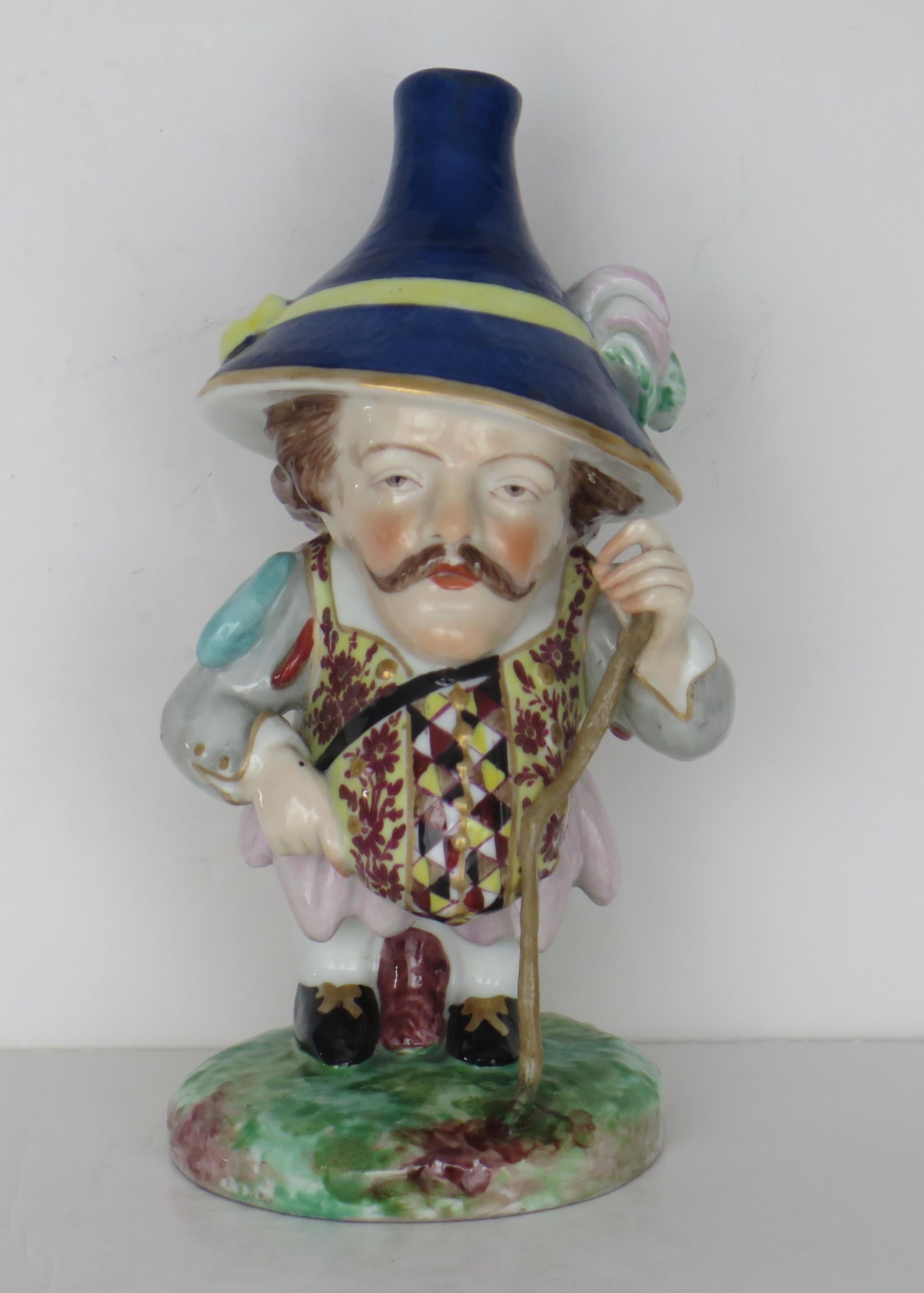 Georgiano Coppia di figure di nani di Derby Mansion House in porcellana, XIX secolo in vendita