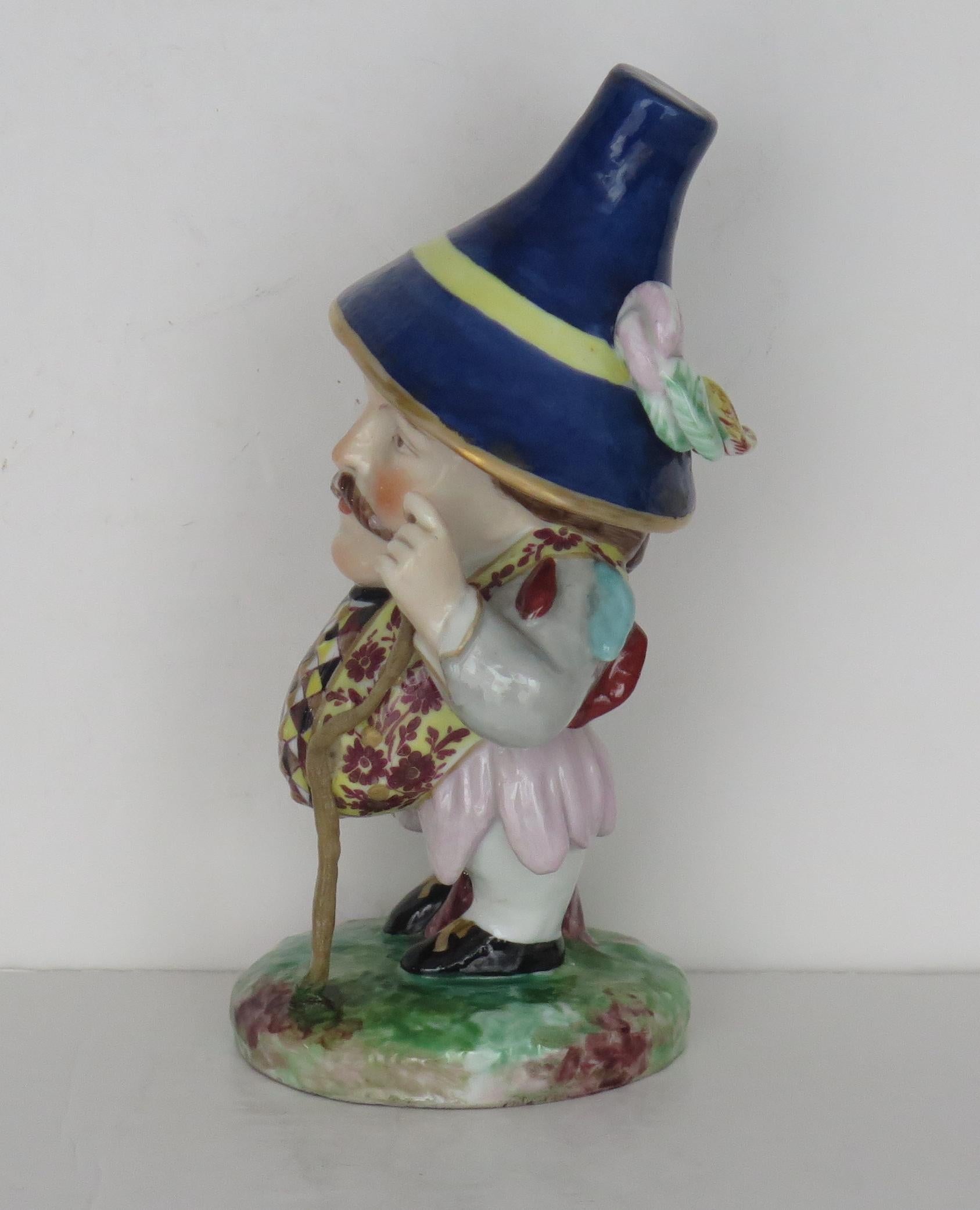 Hand-Painted Pair of Derby Mansion House Dwarf Figures porcelain, 19th Century For Sale