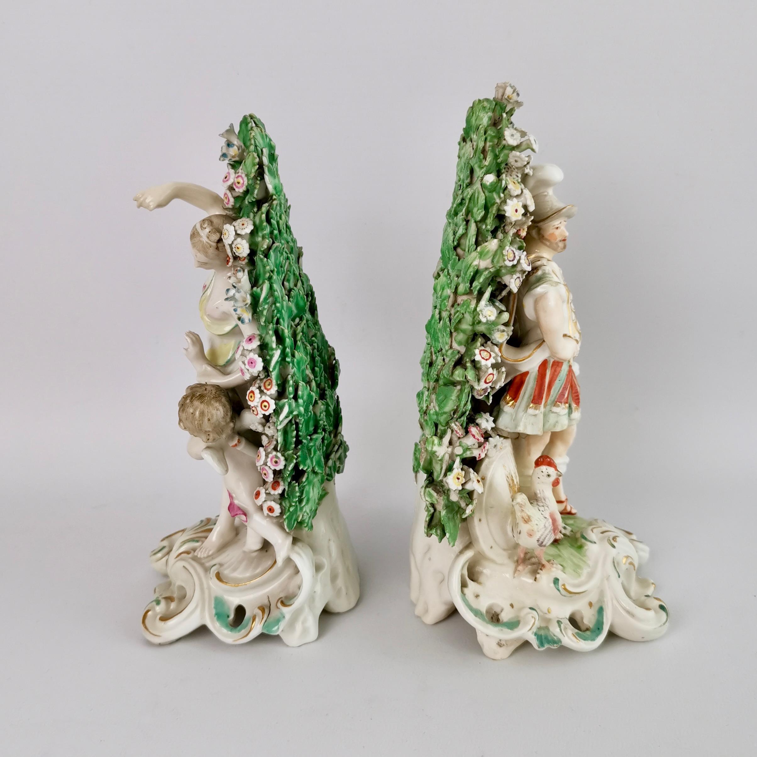 Hand-Painted Pair of Derby Porcelain Figures of Mars and Venus, Rococo, 1759-1769