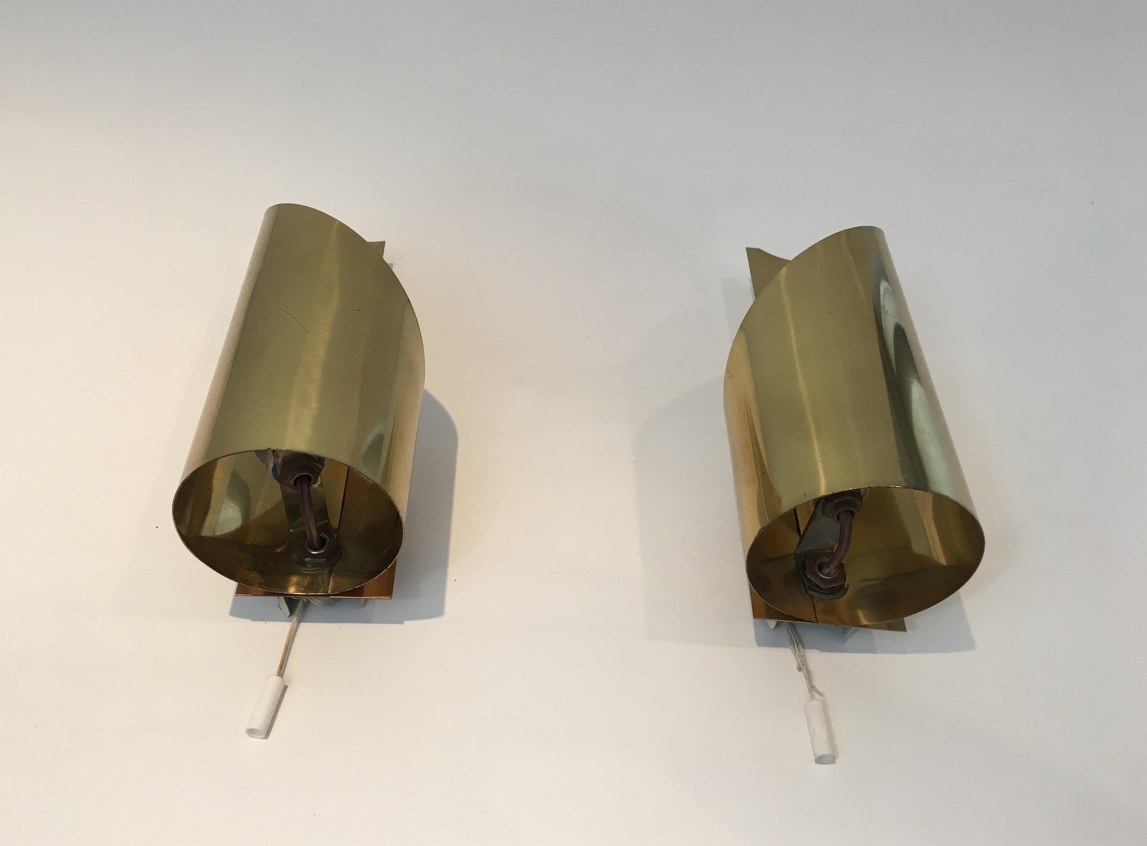 Pair of Design Brass Sconces (Messing)