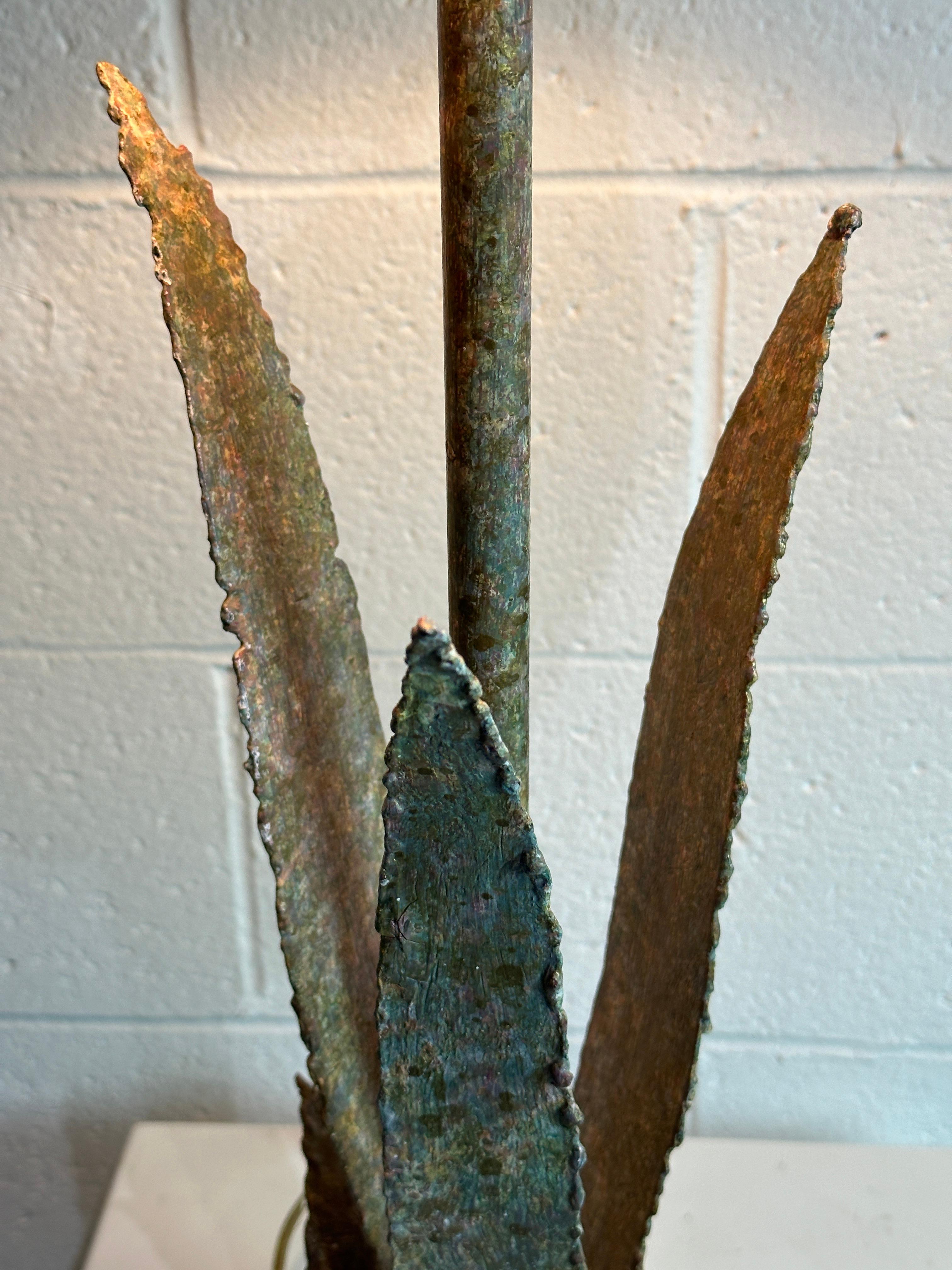 Patinated Pair of Design Cactus Lamps For Sale