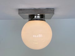 Pair of DESIGN Chrome and glass Bauhaus Ceiling Lamps / Flushmounts, 1930s