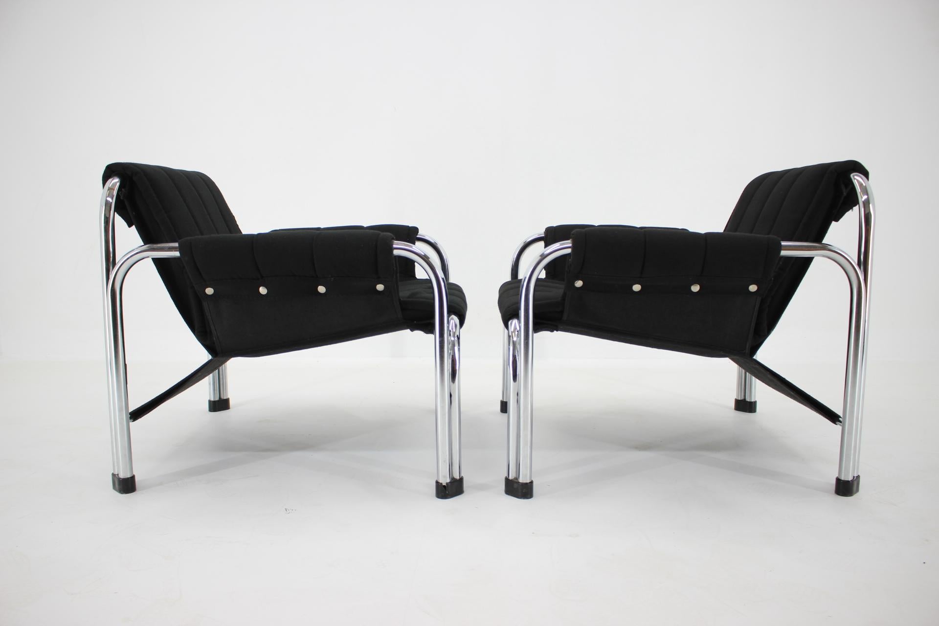 Pair of Design Chrome Armchairs by Viliam Chlebo, Czechoslovakia/up to 16 pieces In Good Condition For Sale In Praha, CZ