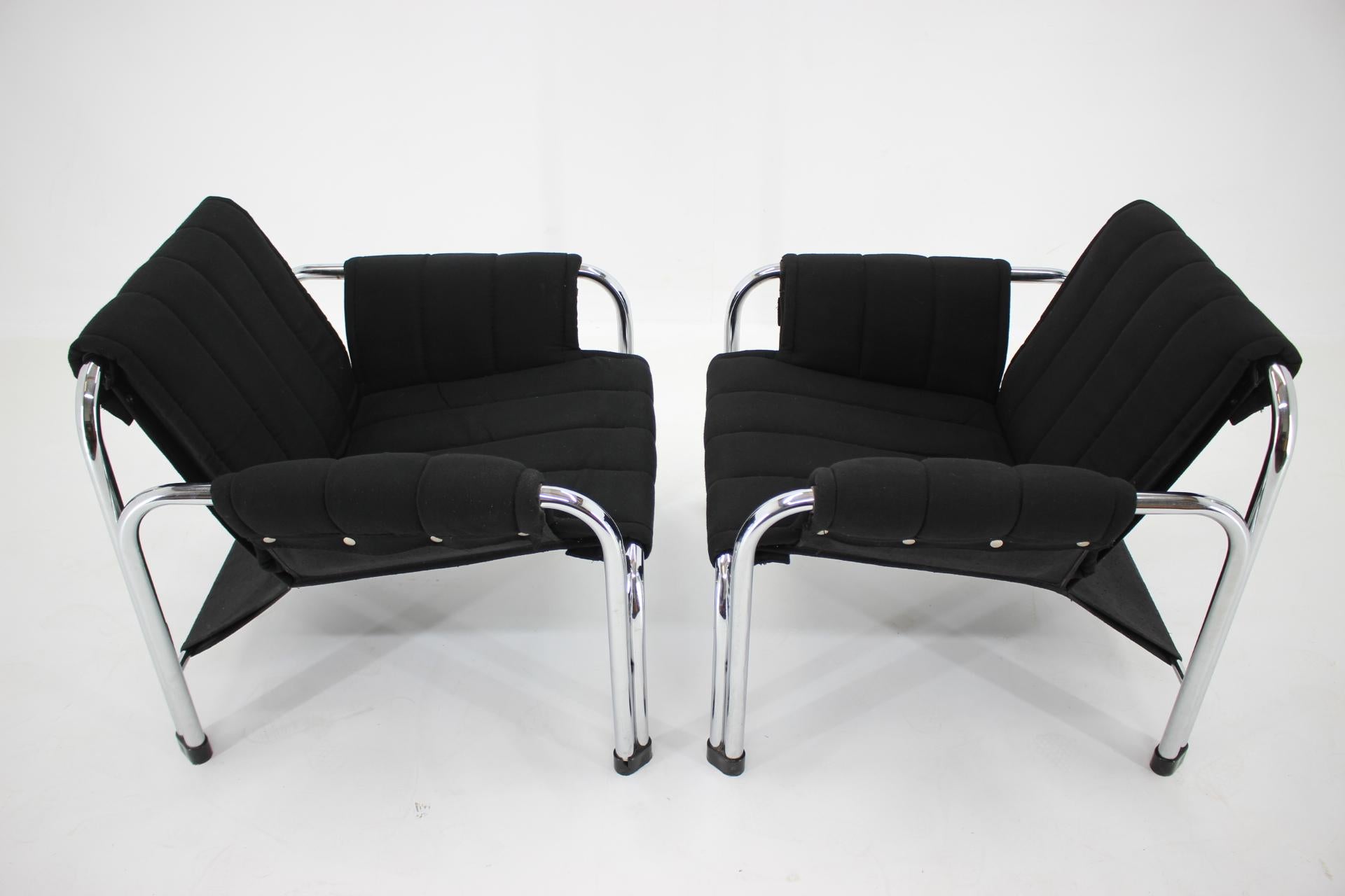 Late 20th Century Pair of Design Chrome Armchairs by Viliam Chlebo, Czechoslovakia/up to 16 pieces For Sale