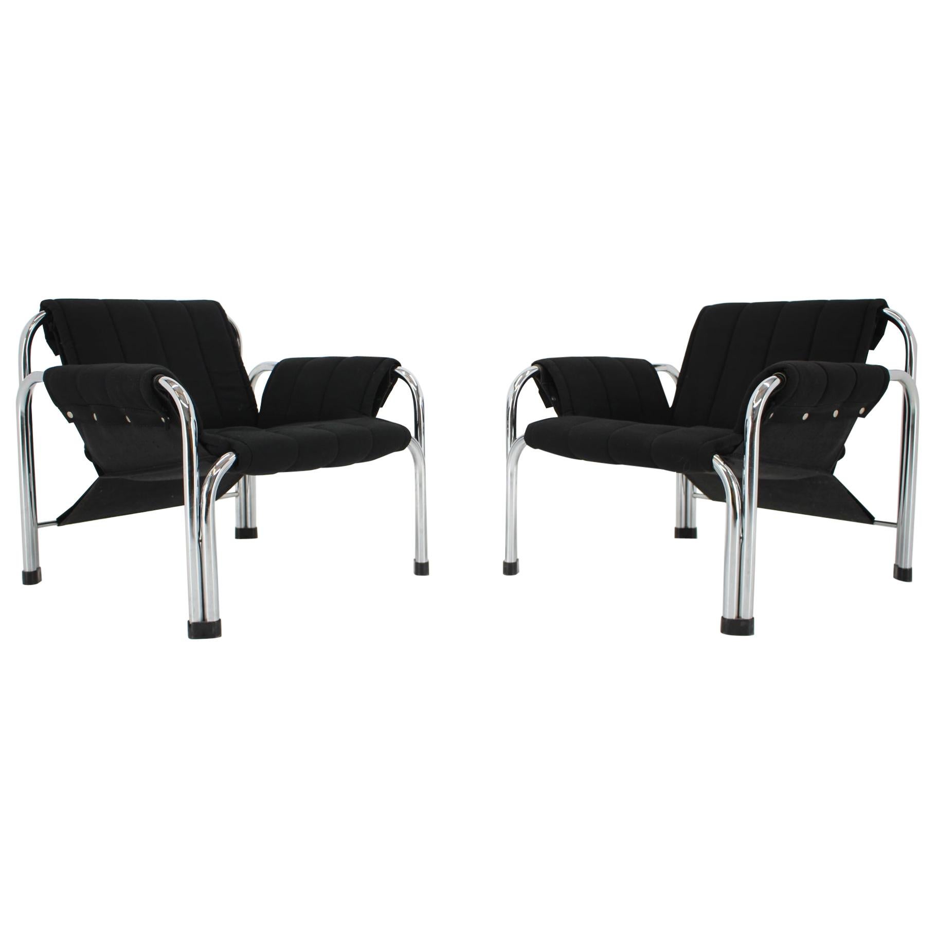 Pair of Design Chrome Armchairs by Viliam Chlebo, Czechoslovakia/up to 16 pieces For Sale