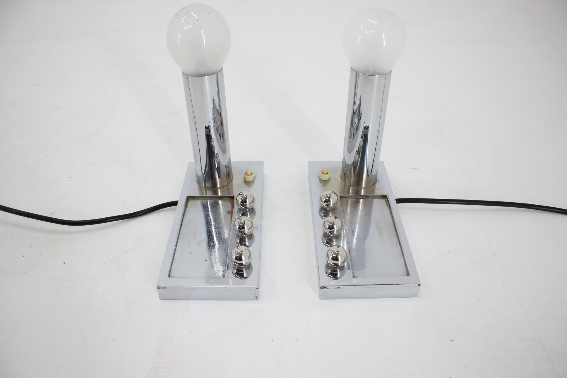 Mid-20th Century Pair of Design Chrome Bauhaus Table Lamps, 1930s For Sale