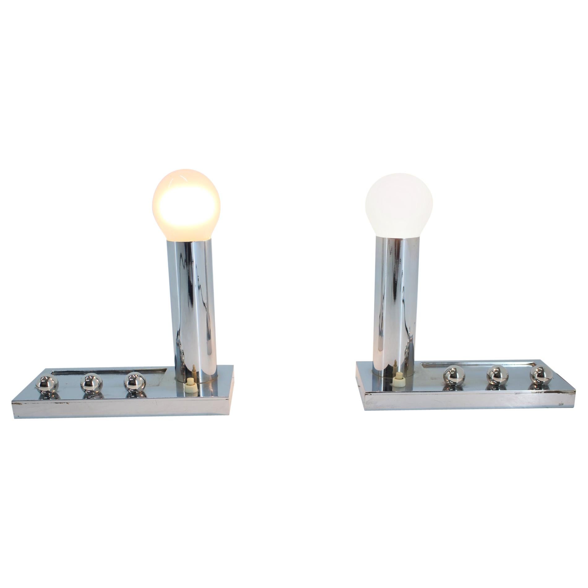 Pair of Design Chrome Bauhaus Table Lamps, 1930s For Sale