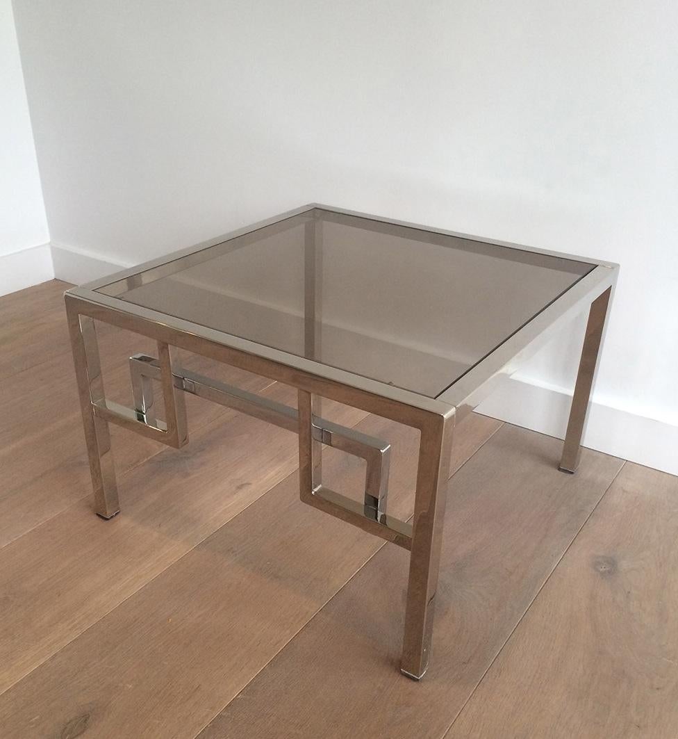 French Pair of Design Chrome Side Tables, circa 1970 For Sale