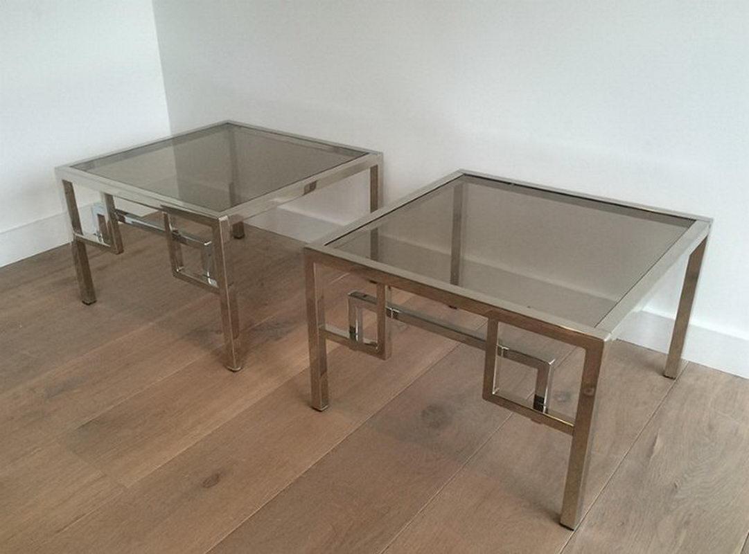 Pair of Design Chrome Side Tables, circa 1970 For Sale 3
