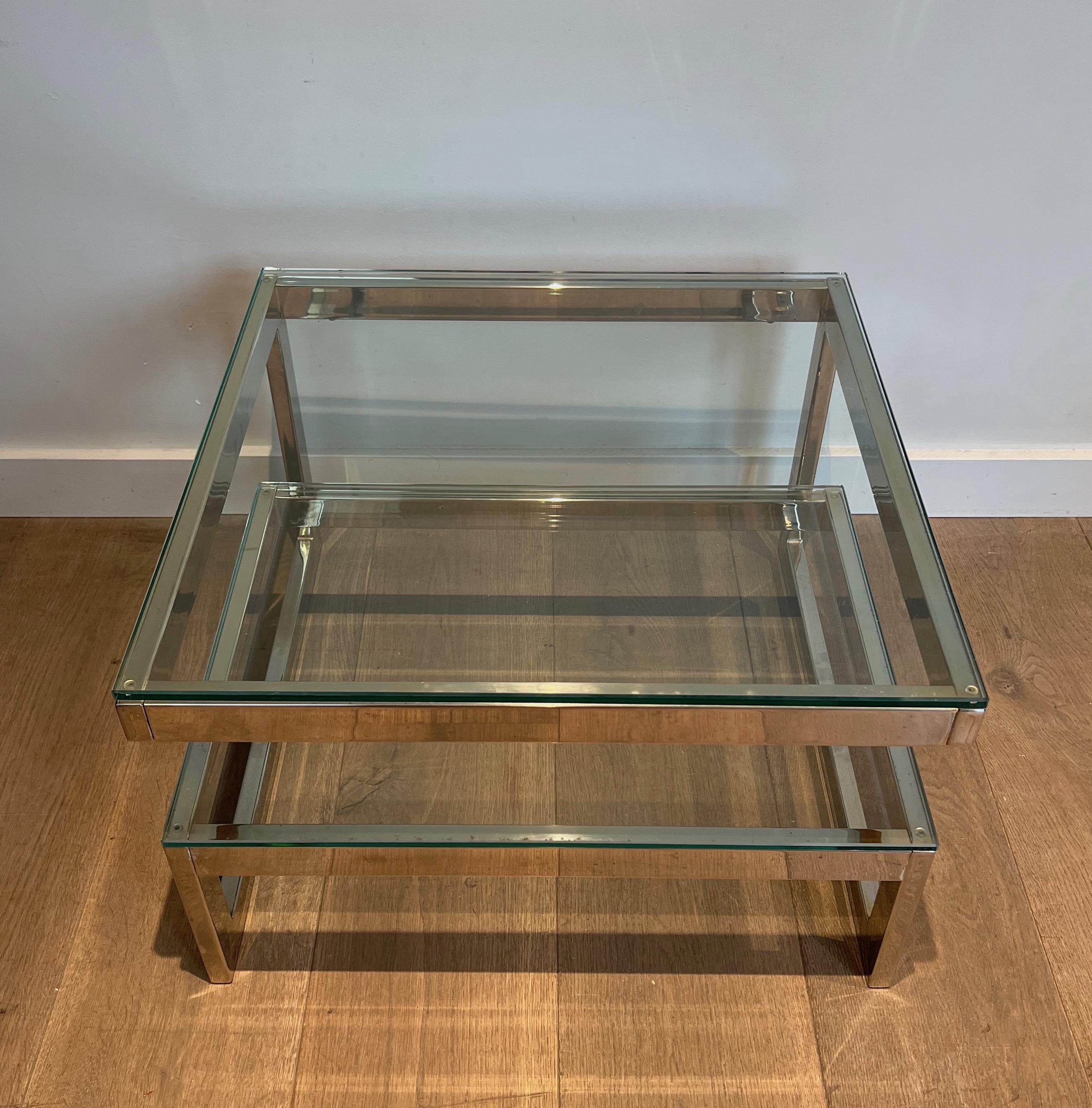 Pair of Design Chrome Side Tables For Sale 4