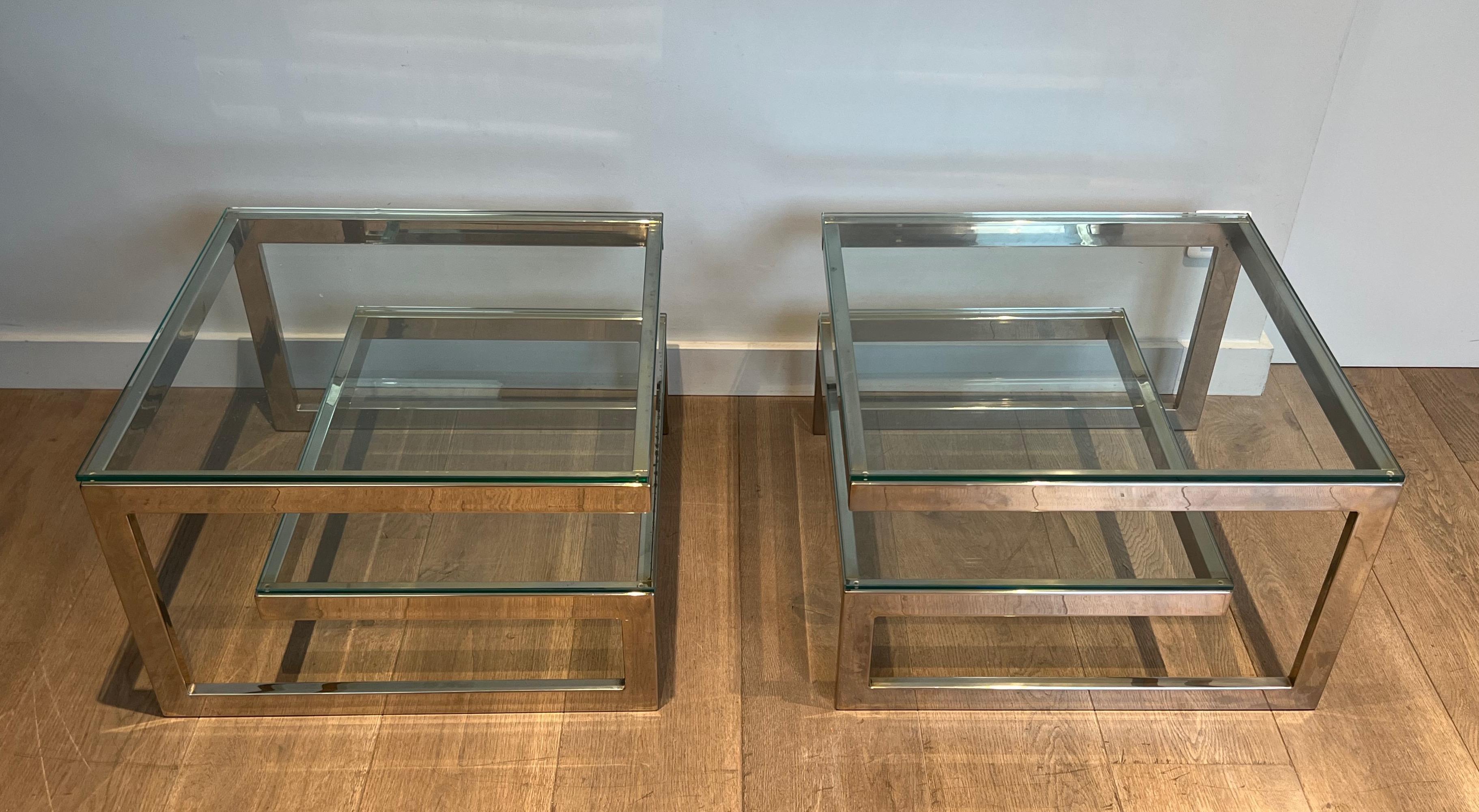 Pair of Design Chrome Side Tables For Sale 5
