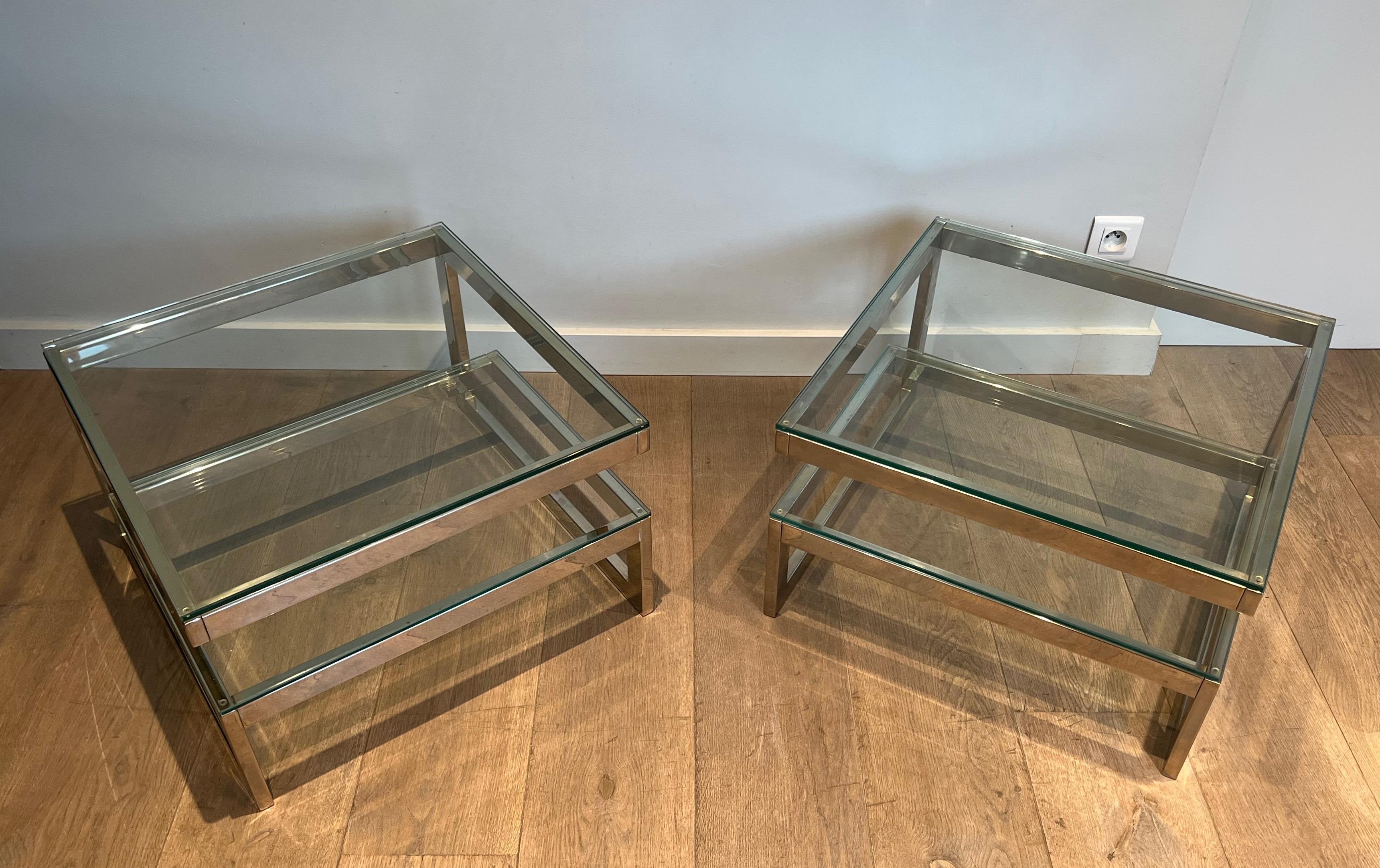 Pair of Design Chrome Side Tables For Sale 6
