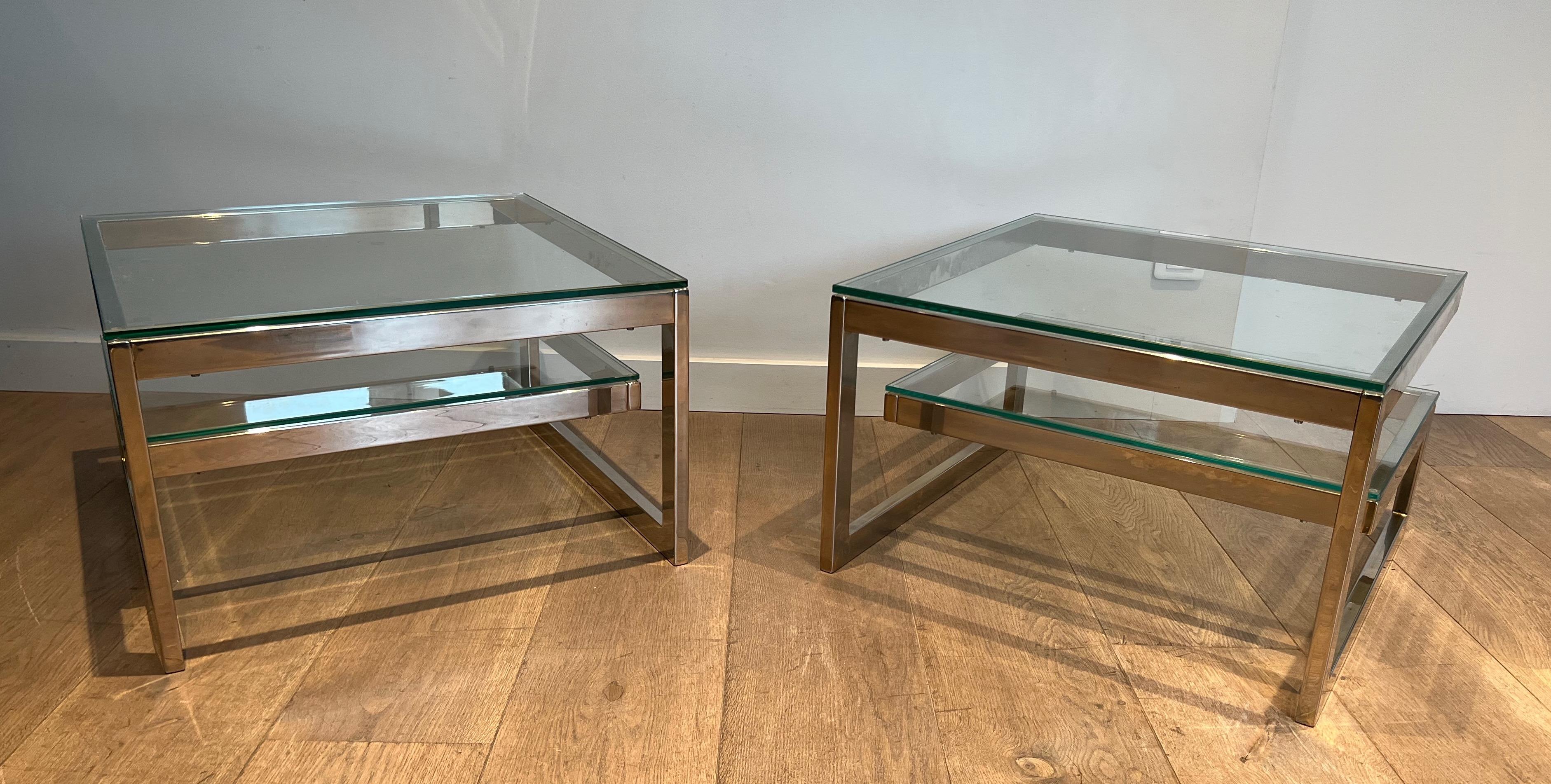 Pair of Design Chrome Side Tables For Sale 7