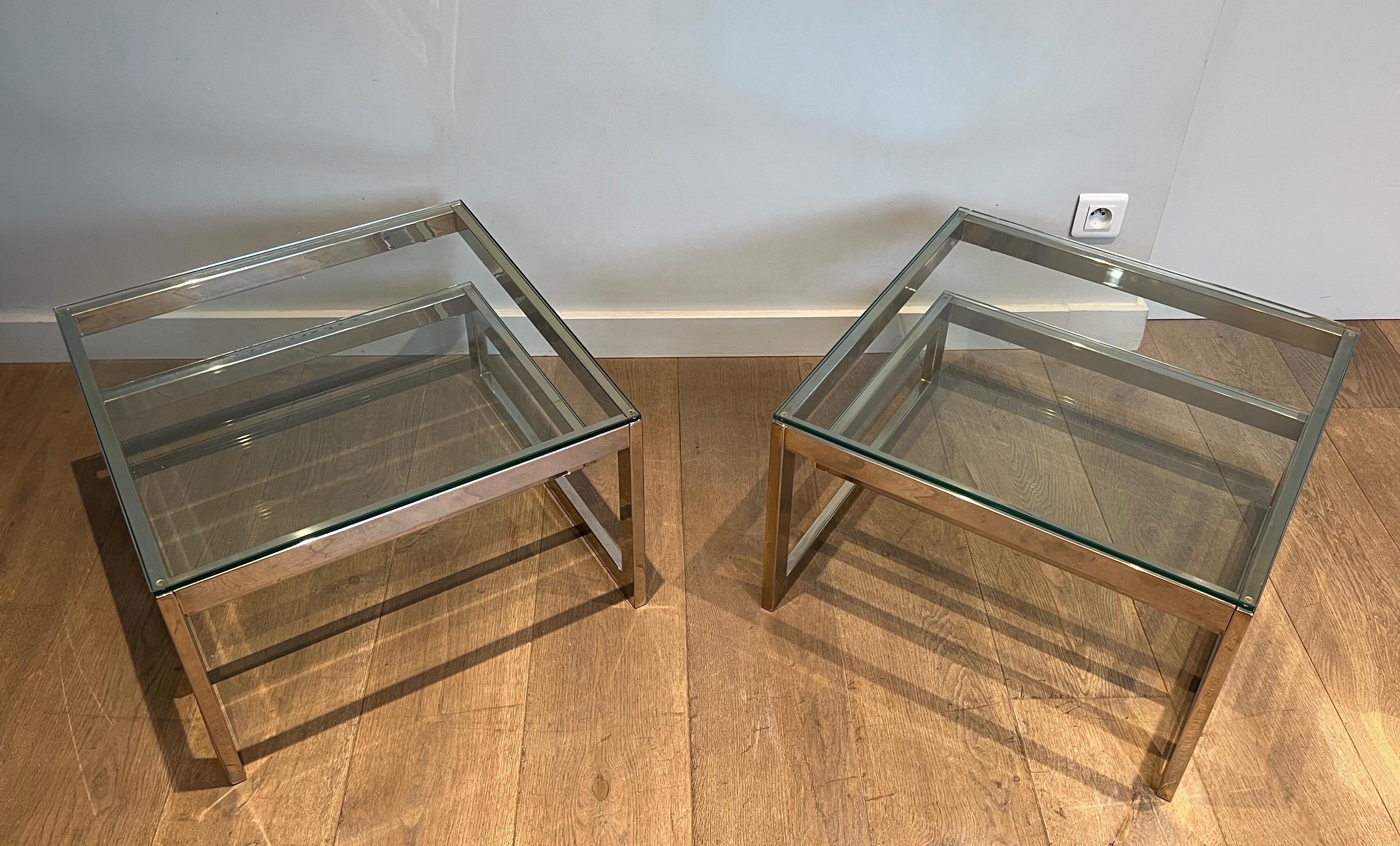 Pair of Design Chrome Side Tables For Sale 12