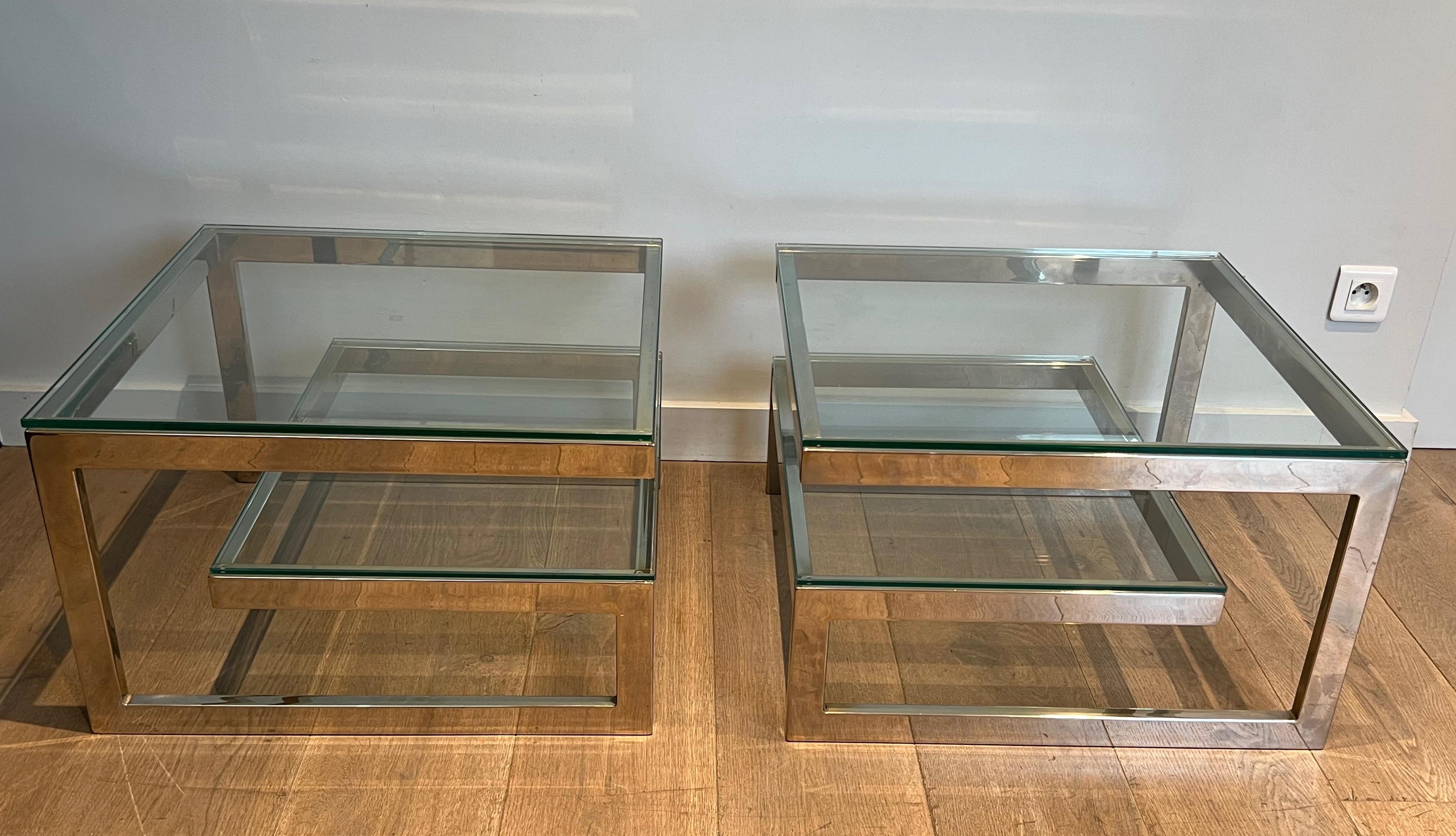 Pair of Design Chrome Side Tables For Sale 13