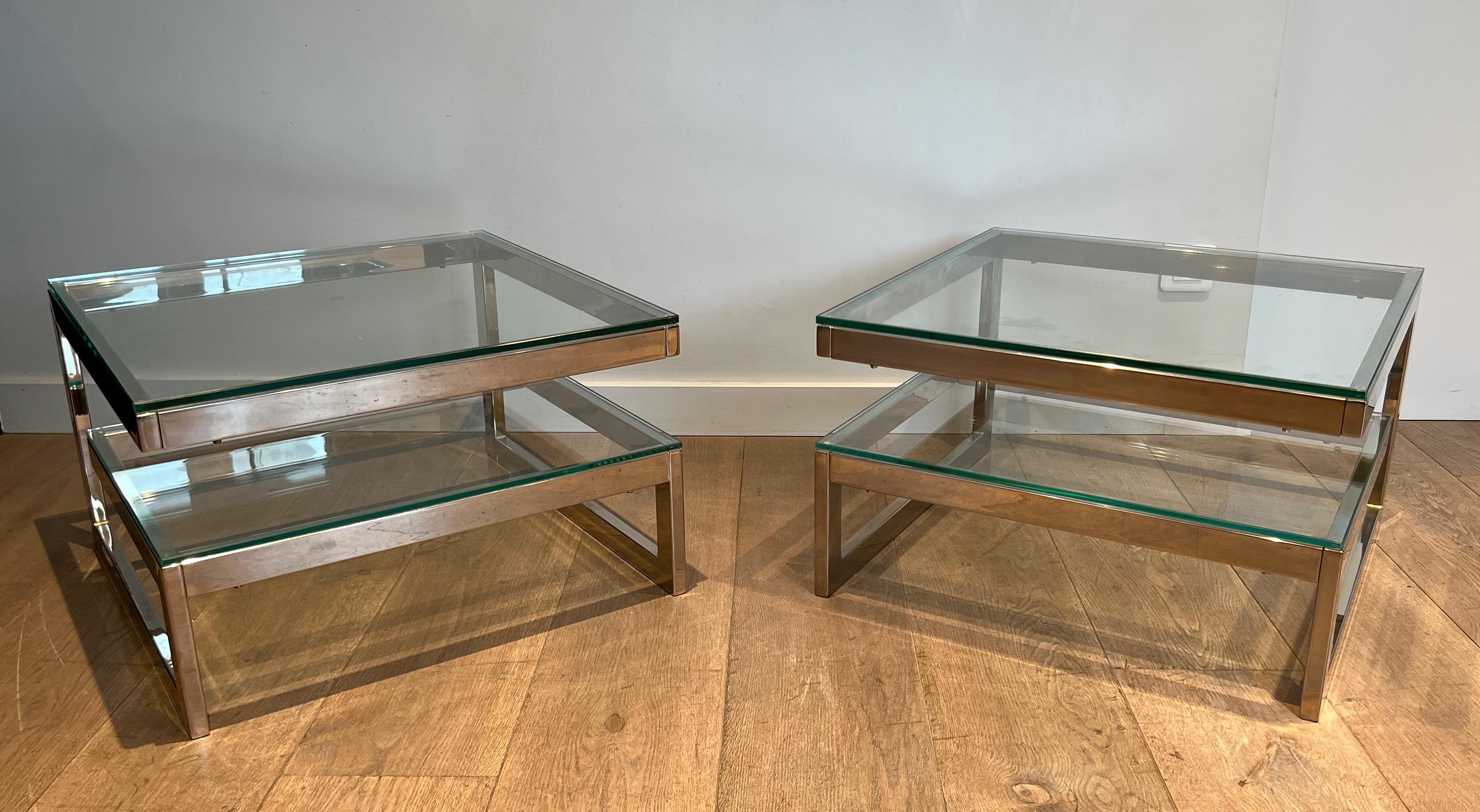 Mid-Century Modern Pair of Design Chrome Side Tables For Sale