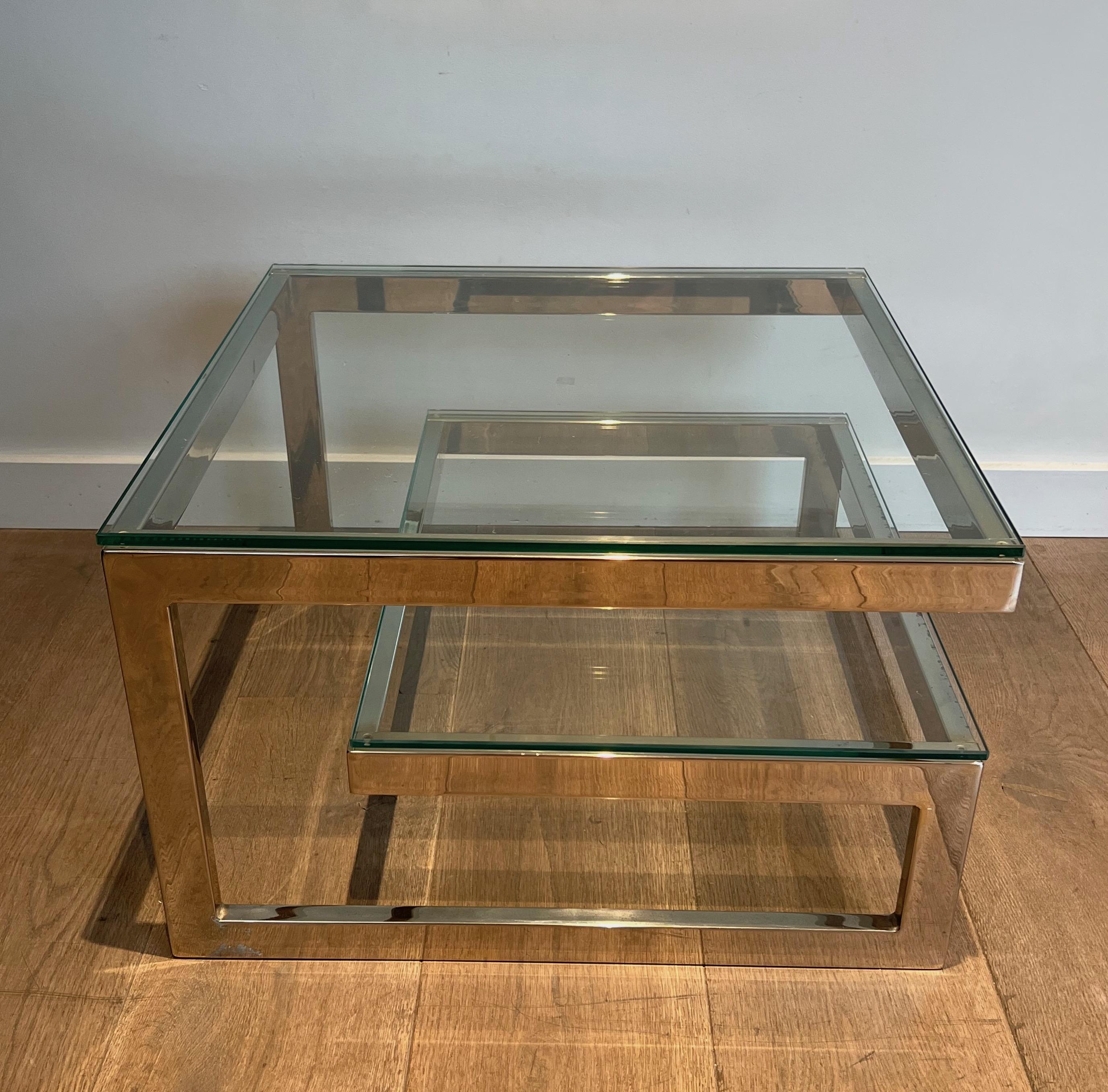 Late 20th Century Pair of Design Chrome Side Tables For Sale