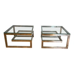 Coppia di tavolini cromati di design