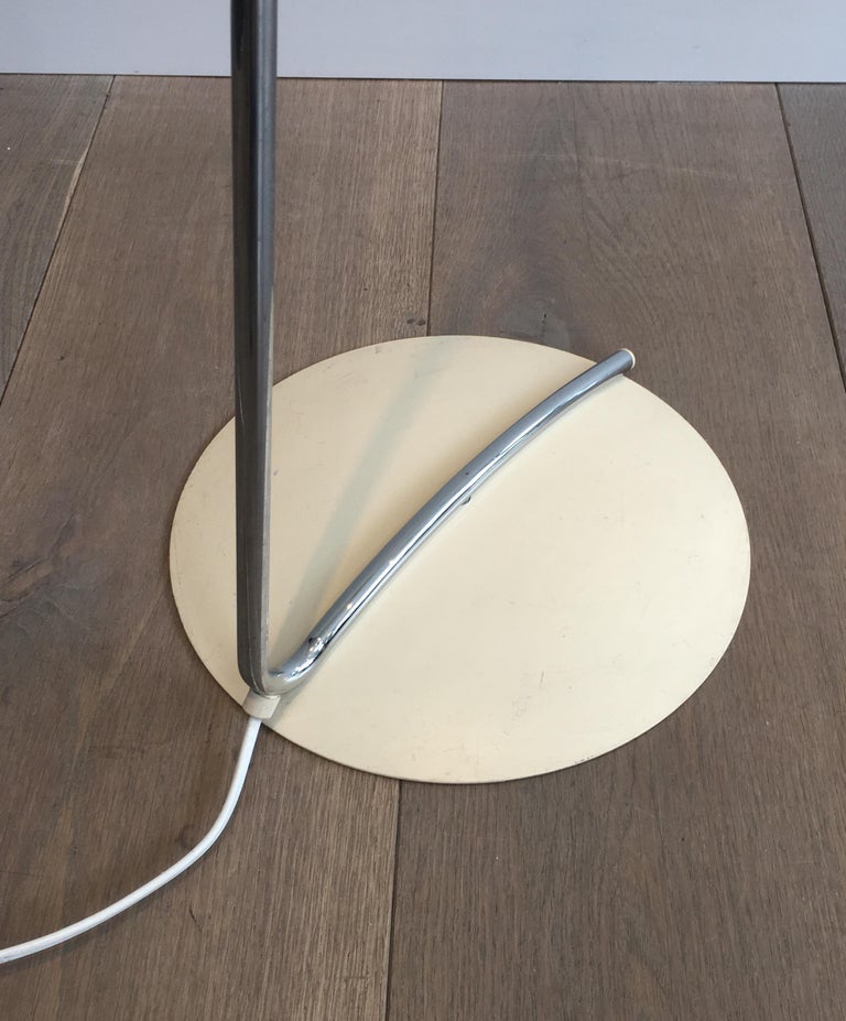 Pair of Design Floor Lamps in Chrome, with White Lacquered Bases and