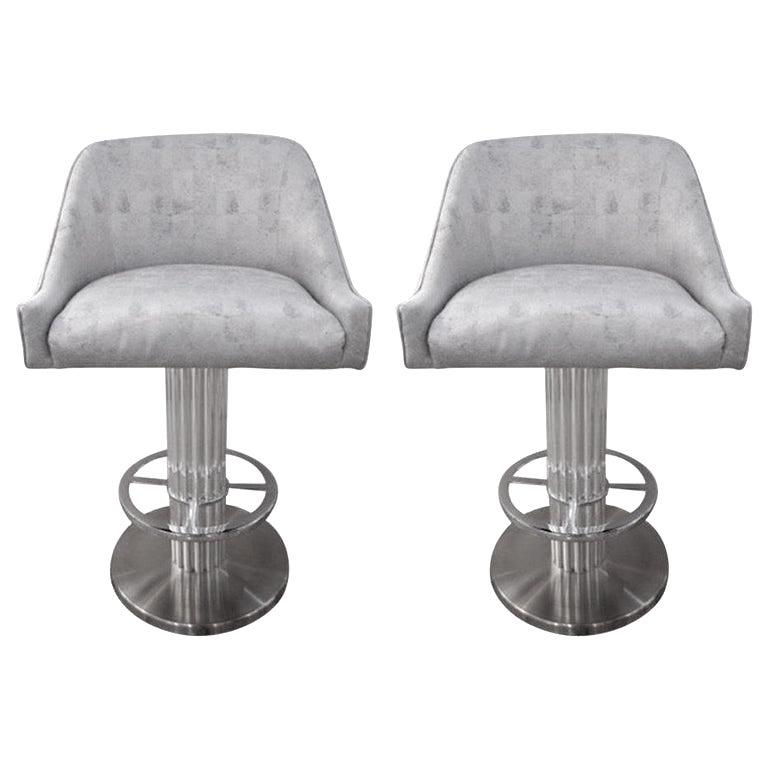 20th Century Pair of Design for Leisure Memory Swivel Bar Stools For Sale