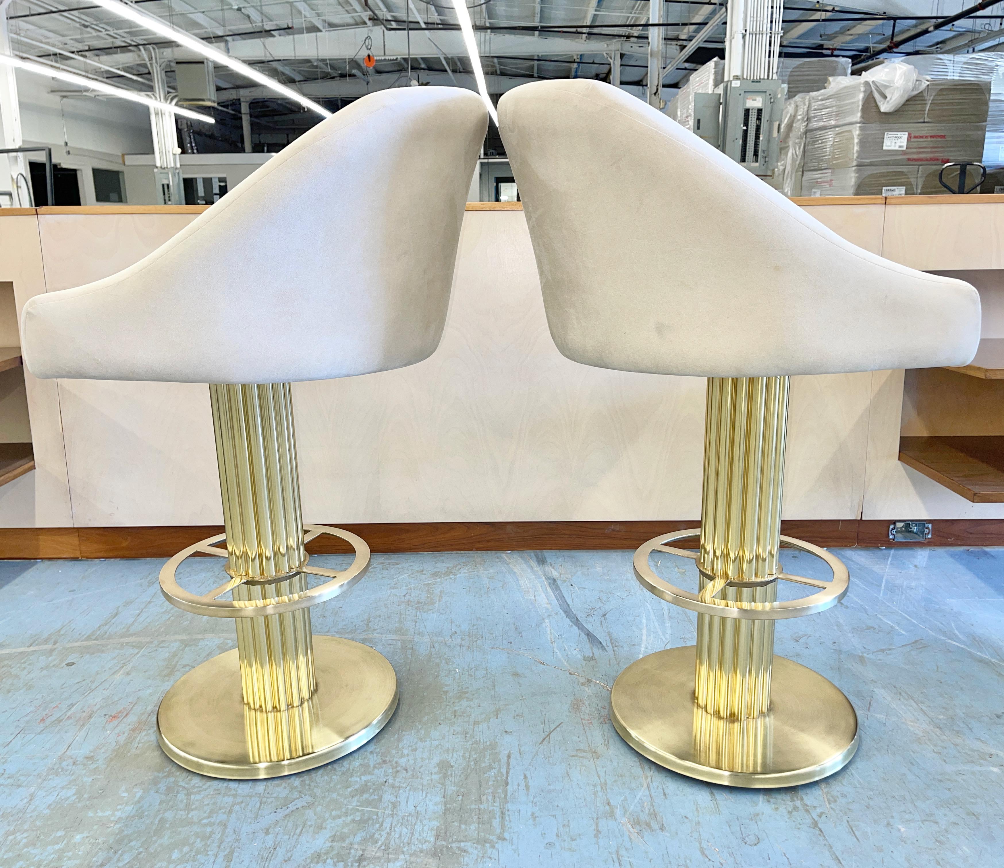 Pair of Design for Leisure Polished Brass Bar Stools 8