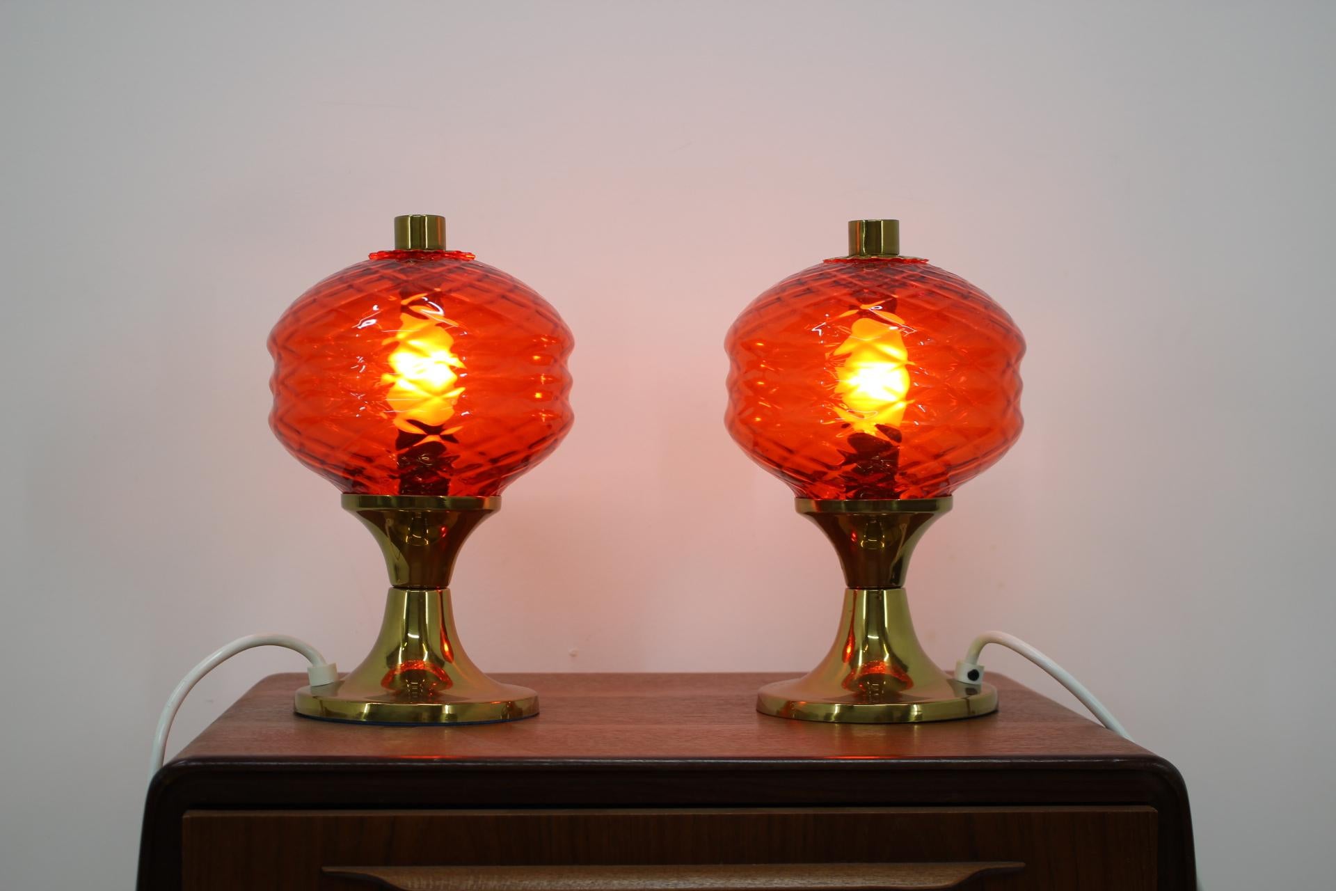 Mid-Century Modern Pair of Design Glass Table Lamps, 1960s For Sale