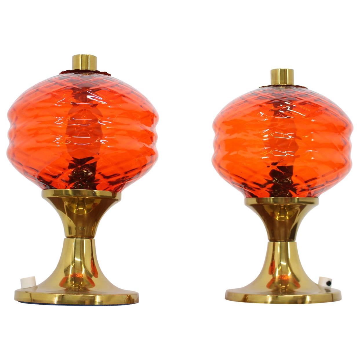 Paire de lampes de bureau en verre de conception, années 1960 en vente