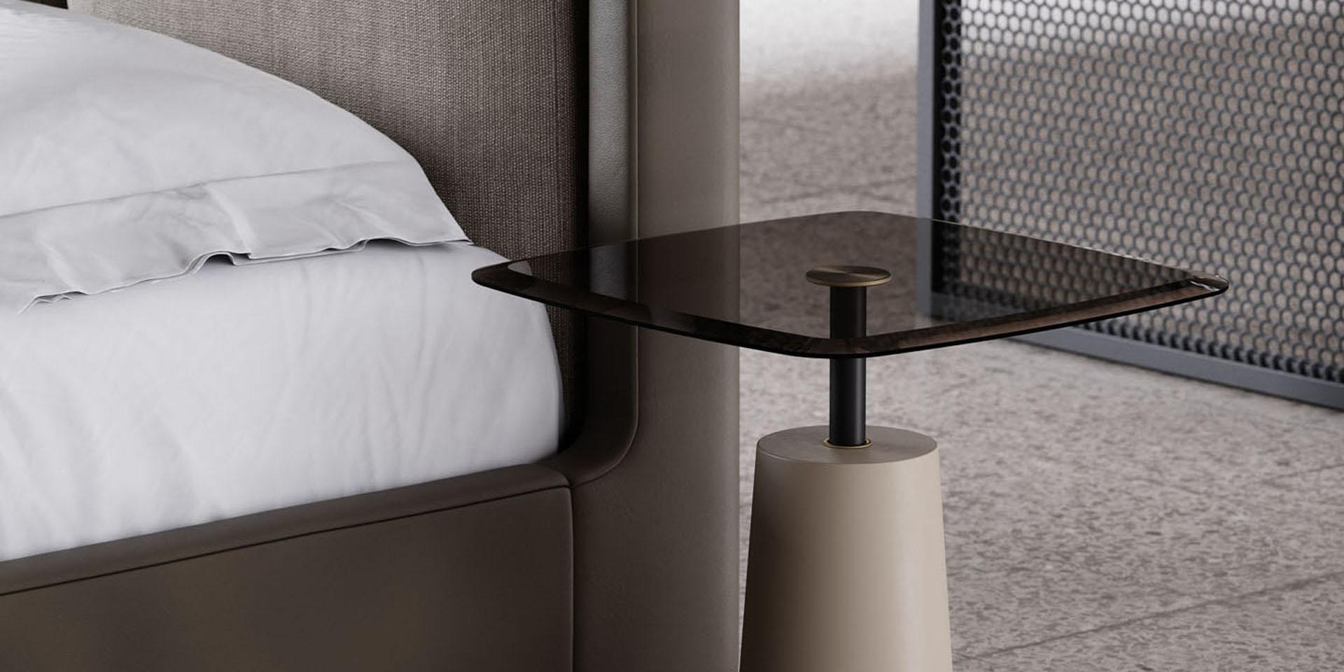 Contemporary Pair of Design Glass Wood Customisable Side Tables For Sale