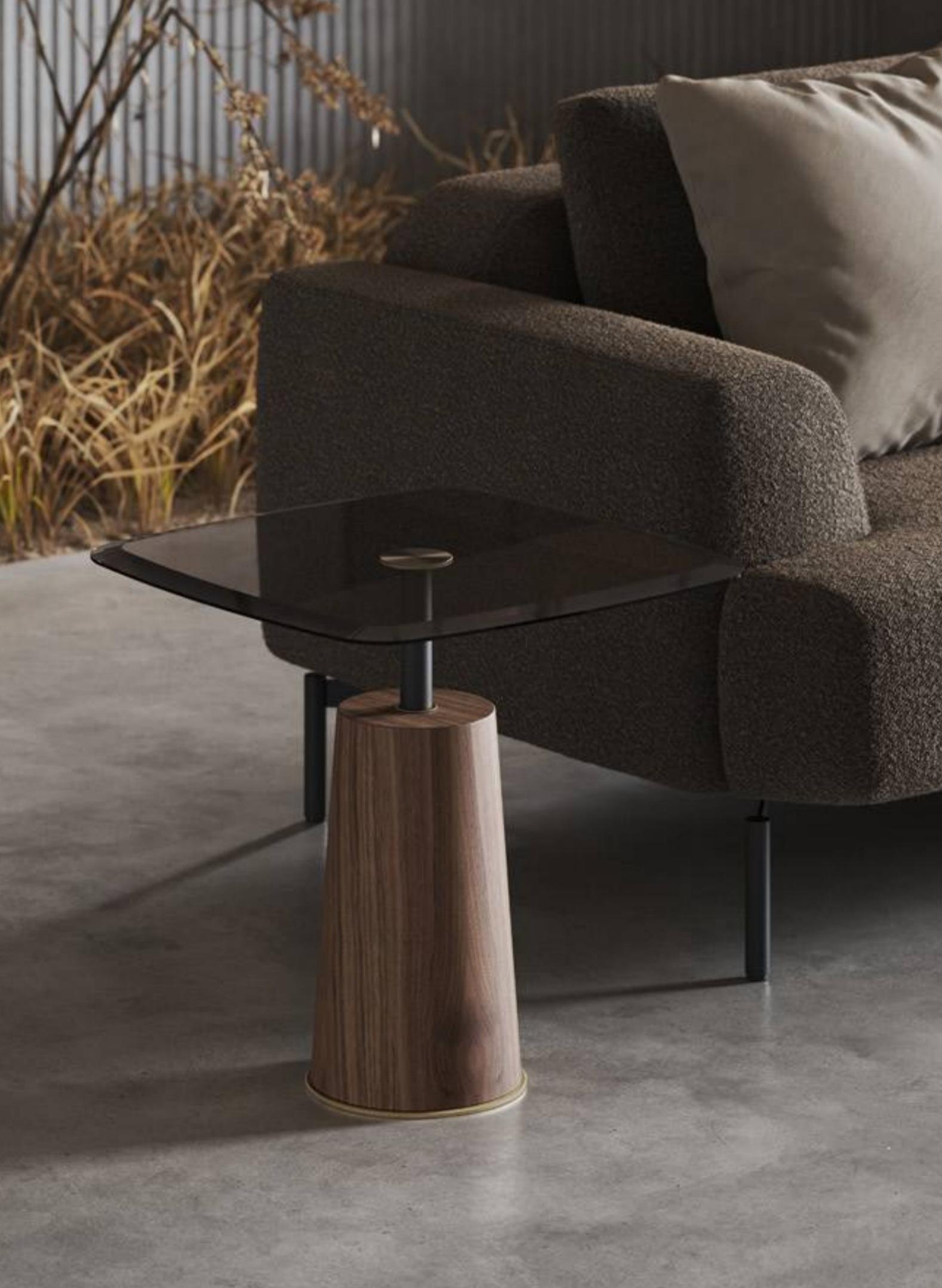Pareja de Mesas Auxiliares de Diseño de Cristal y Madera Personalizables 2