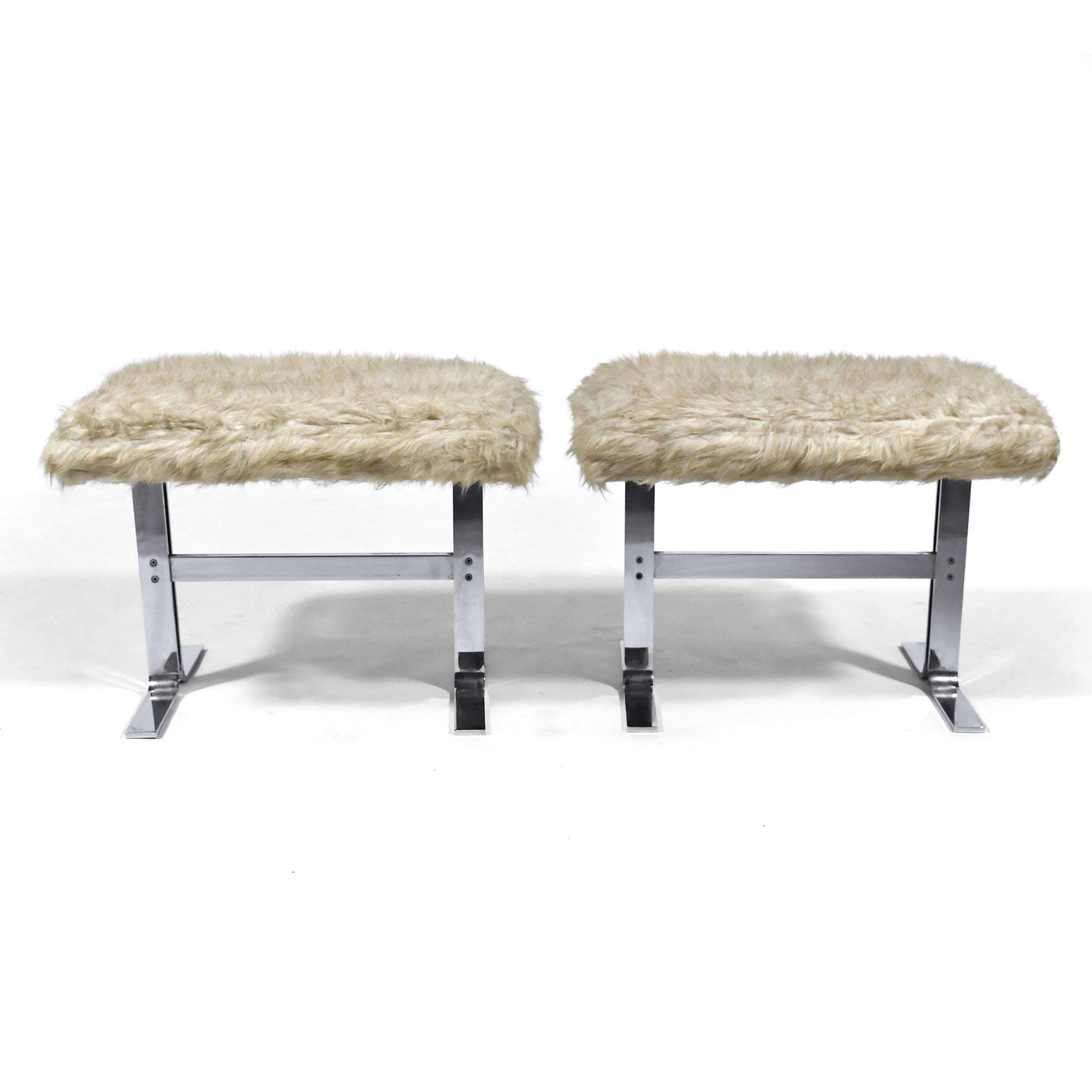 Mid-Century Modern Pair of Design Institute America Upholstered Benches