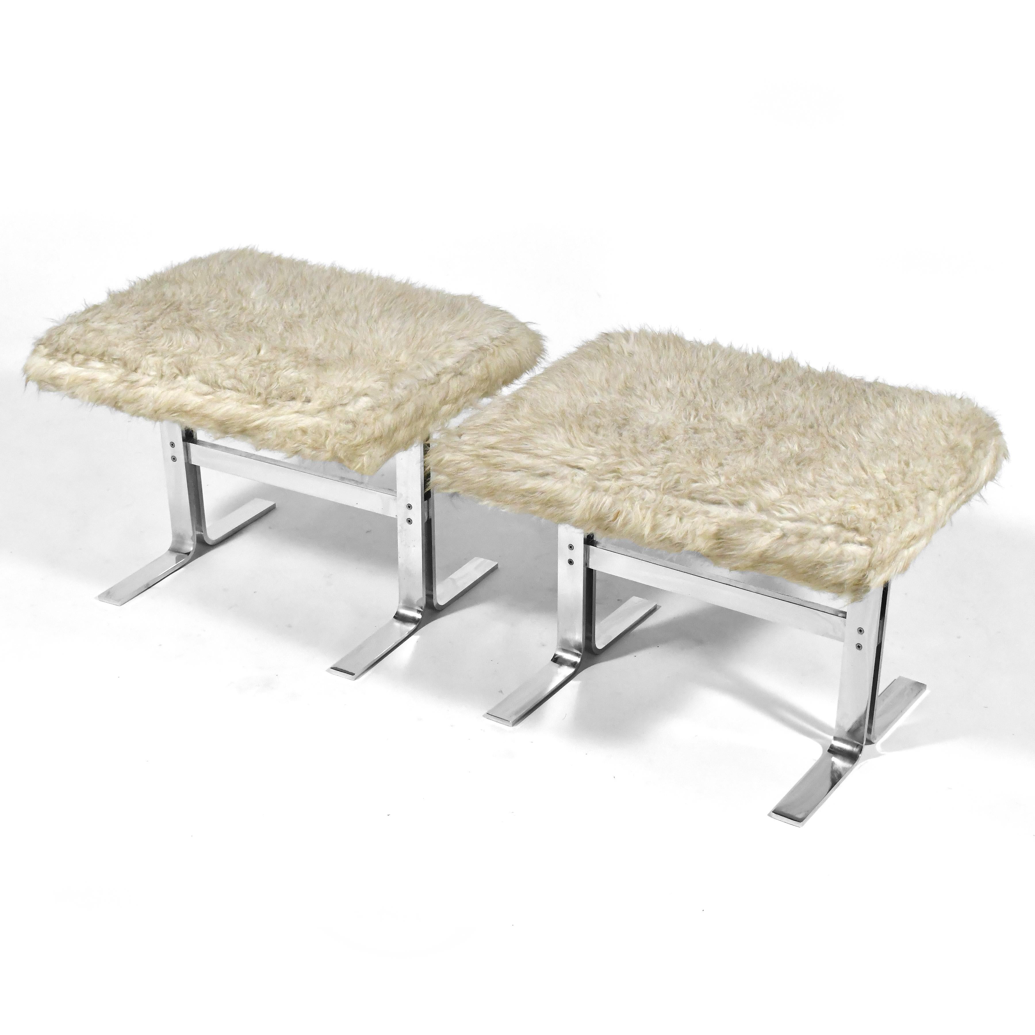 American Pair of Design Institute America Upholstered Benches
