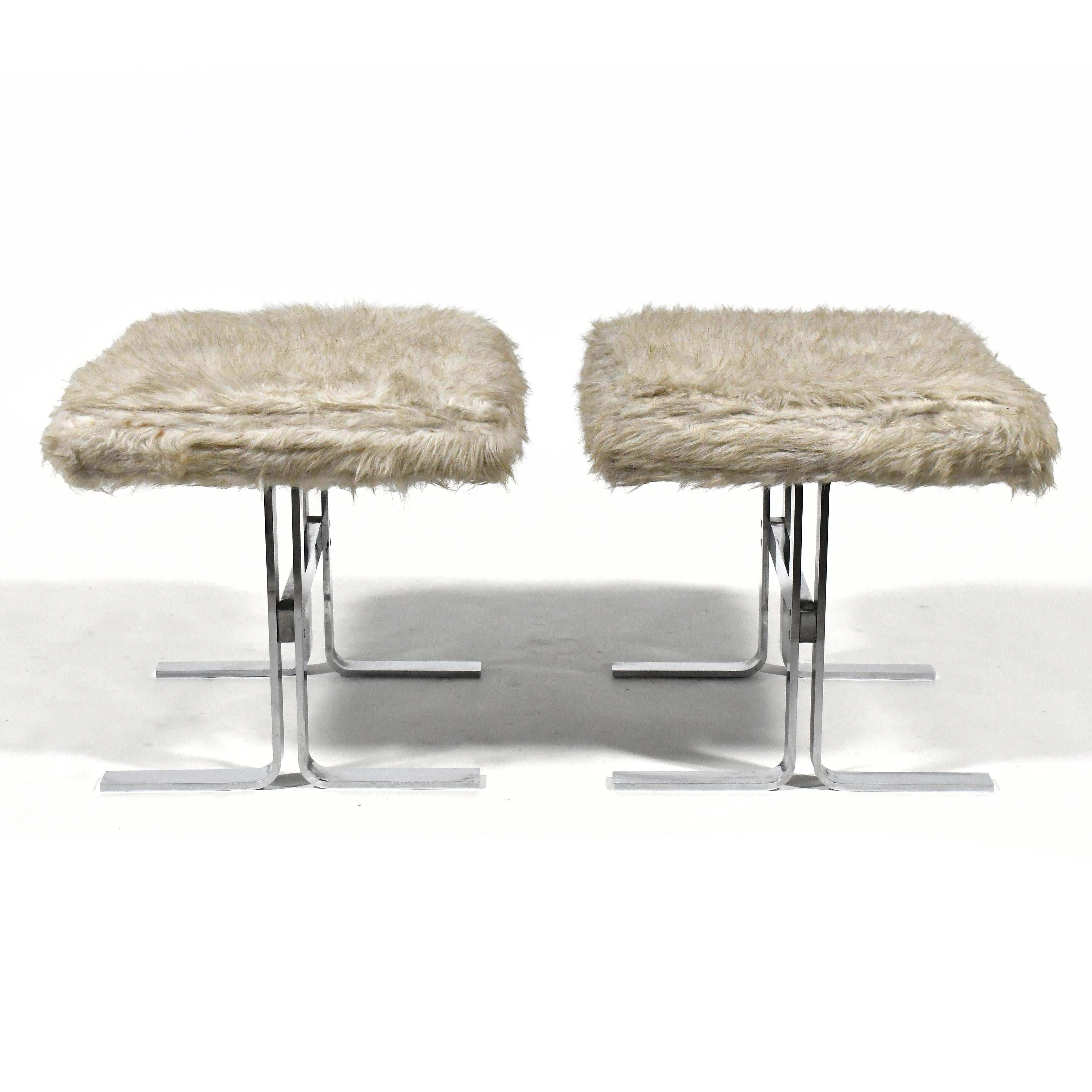 Plated Pair of Design Institute America Upholstered Benches