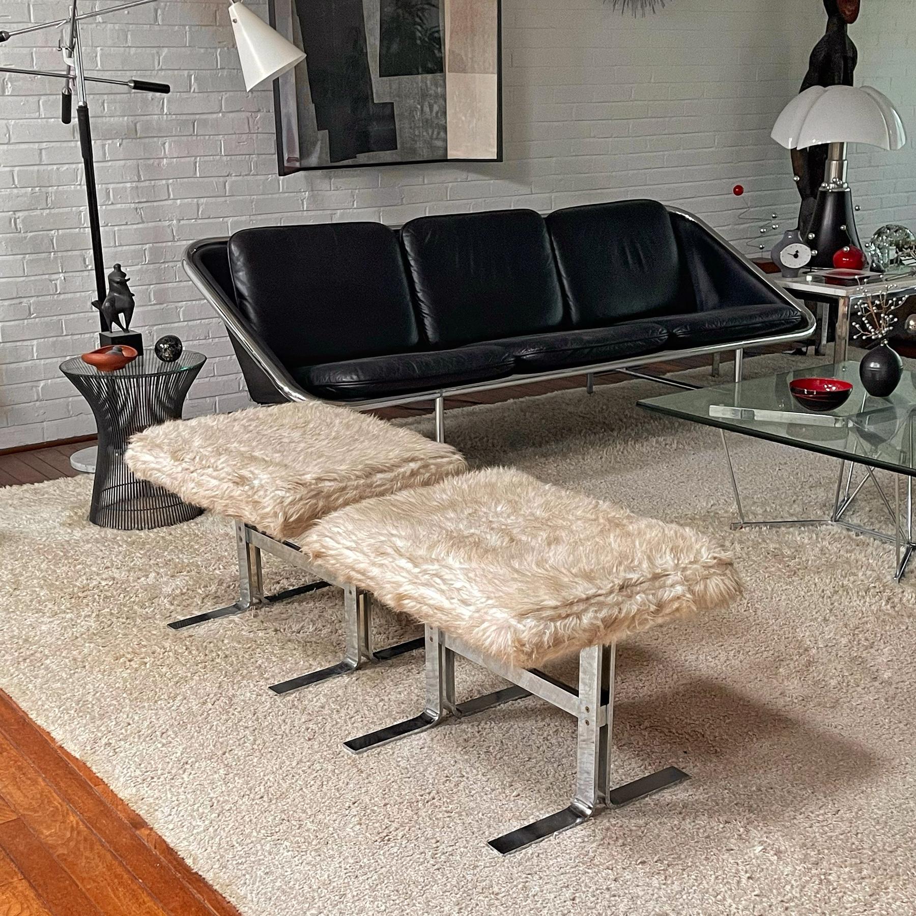 Pair of Design Institute America Upholstered Benches 1