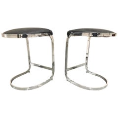 Pair of Design Institute of America Chrome Bar Stools